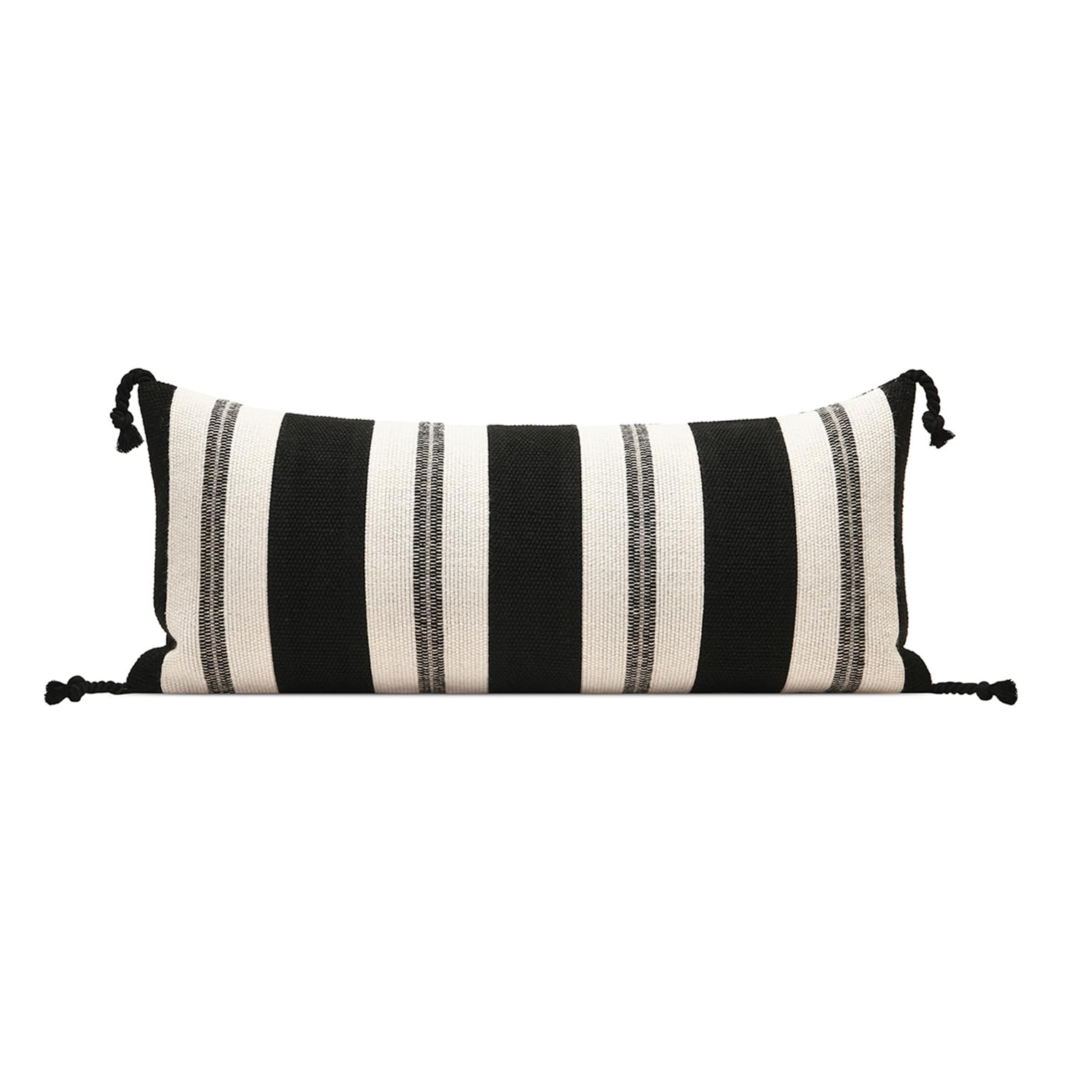 Dark Brown Tassel Decorative Throw Pillow Cover 20x20 Square Woven Textured Farmhouse Pillows Cushion Cases for Couch Bed Sofa Living Room Decor (Pack of 1)