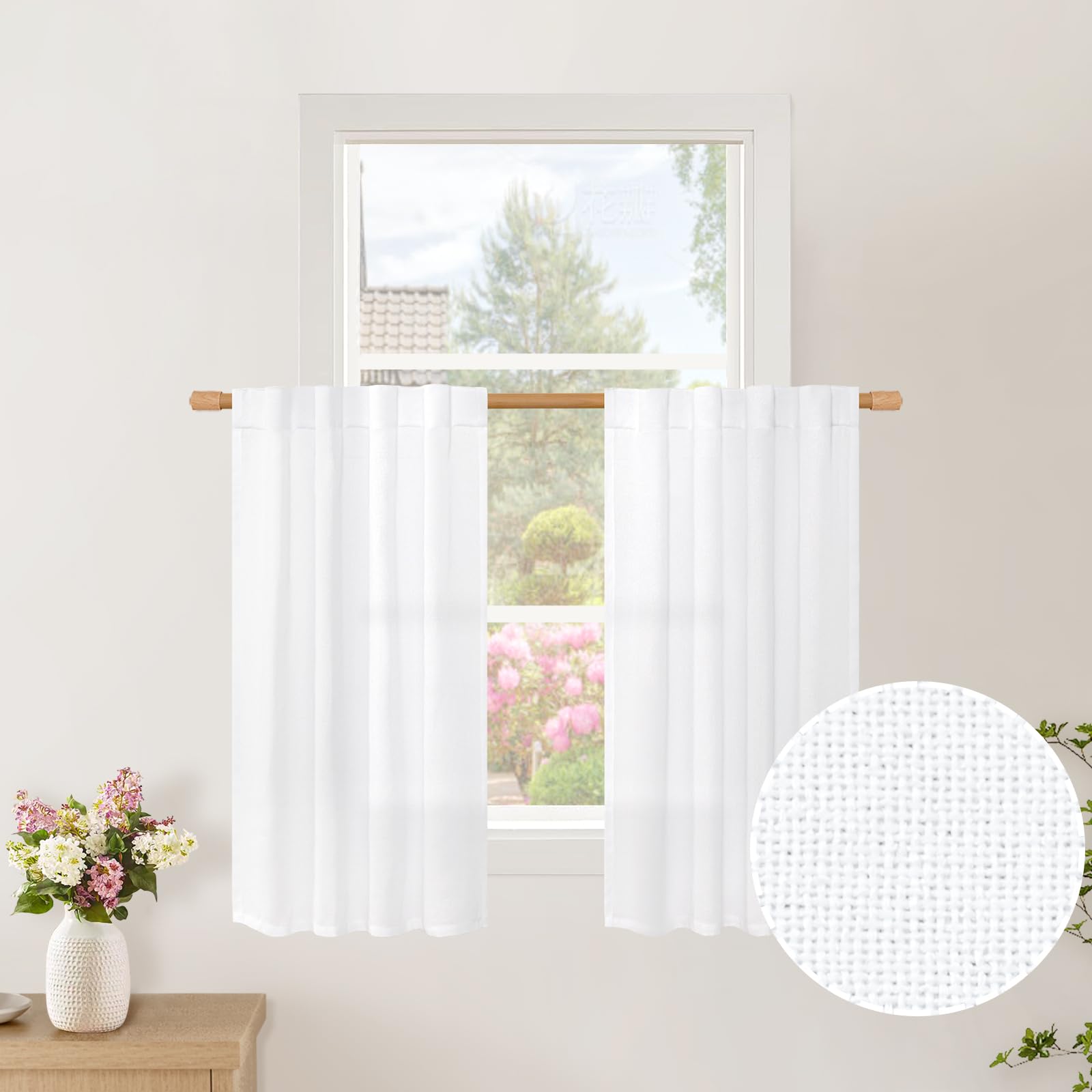 BGment Natural Linen Semi Sheer Curtains 96 Inch Length 2 Panels for Living Room, Beige Light Filtering Window Drapes with Rod Pocket Back Tab Extre Long for Dining Bedroom, 52 X 96 Inch