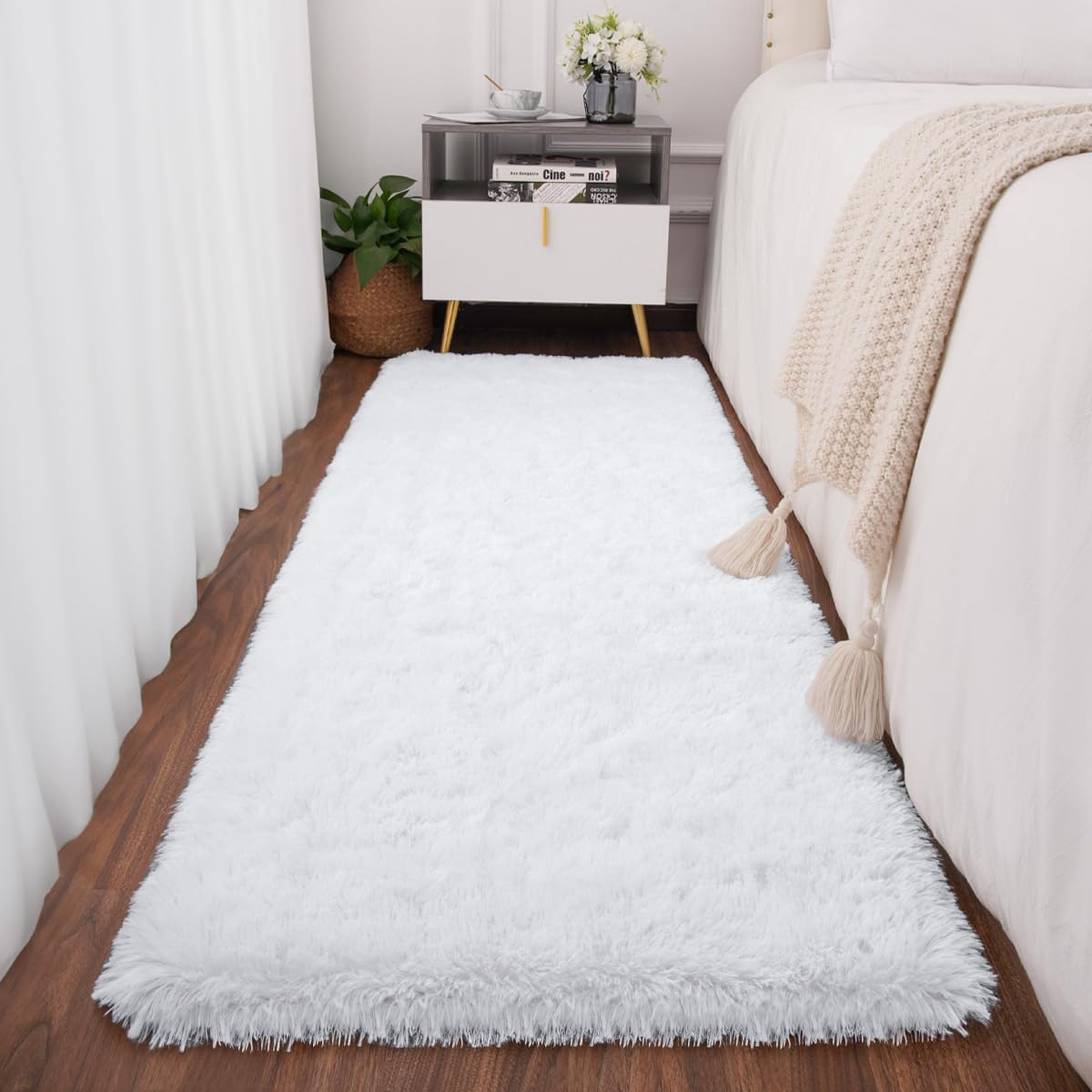 Ultra Soft Fluffy Rugs for Bedroom 4x6 Feet, Shag Area Rugs for Living Room, Large Comfy Furry Rug for Boys Kids Baby Room Decor, Non Slip Nursery Rug Modern Indoor Fuzzy Floor Carpet, Light Blue