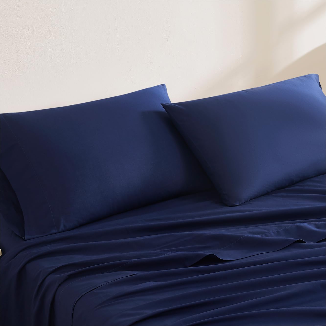Linen Closet 100% Organic Cotton Queen Sheets Set, 4 Pieces, Light Blue - Percale Bed Sheets & Pillowcases Set - Up To 16" Deep Pocket Fitted Sheet - Cooling, Crisp & Breathable - For Hot Sleepers