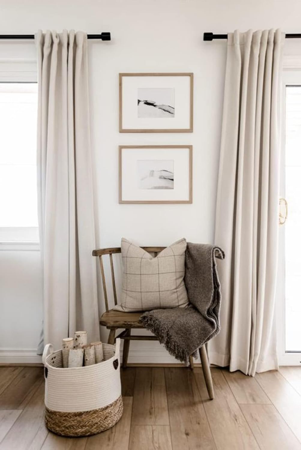 50×84" Cream Blackout Curtains, 2 Panels Thermal Insulated Drapes for Bedroom Living Room