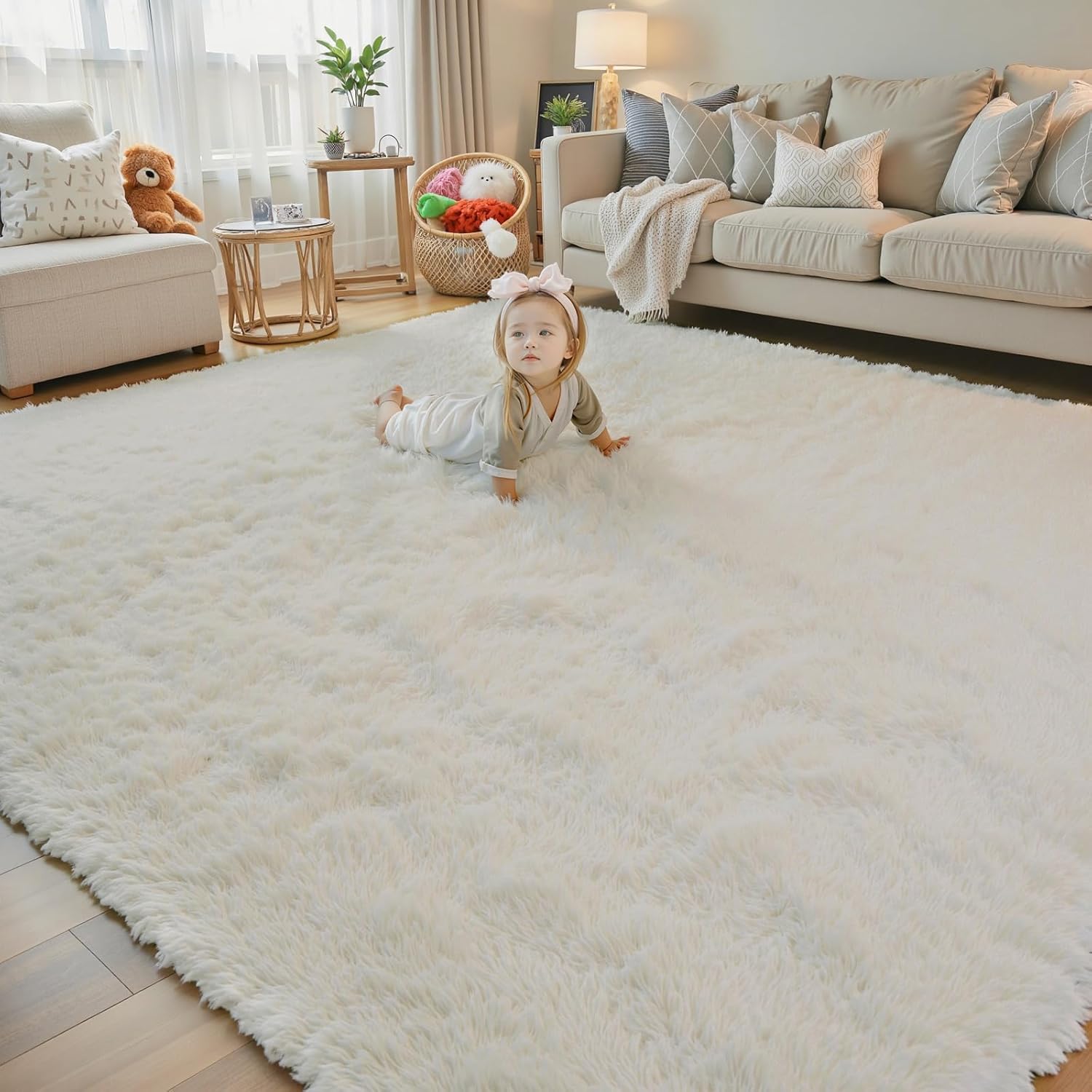 8x10 Area Rugs for Living Room Bedroom Fluffy, Large Area Rug Shag Shaggy Carpet Soft Plush Furry Bedside Rug, Area Rugs for Home Decor(8 x 10, Dark Blue Tie-Dyed)