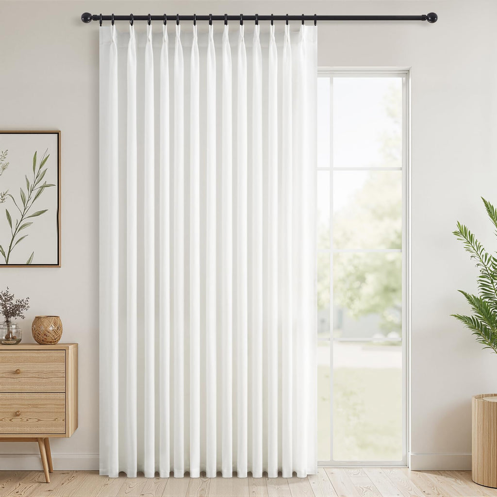 Topfinel 102 Inch Curtains 1 Panels Set,One Packs Pinch Pleat Back Tab Linen Window Semi Sheer Privacy Thick Decorative Curtain Drapes for Living Room Bedroom,60x102 in Long,Oatmeal