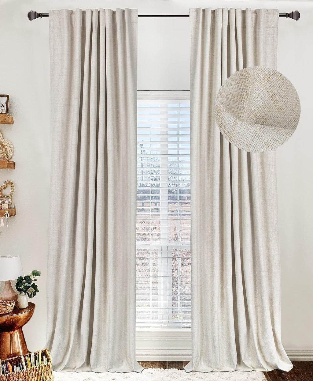 50×84" Cream Blackout Curtains, 2 Panels Thermal Insulated Drapes for Bedroom Living Room