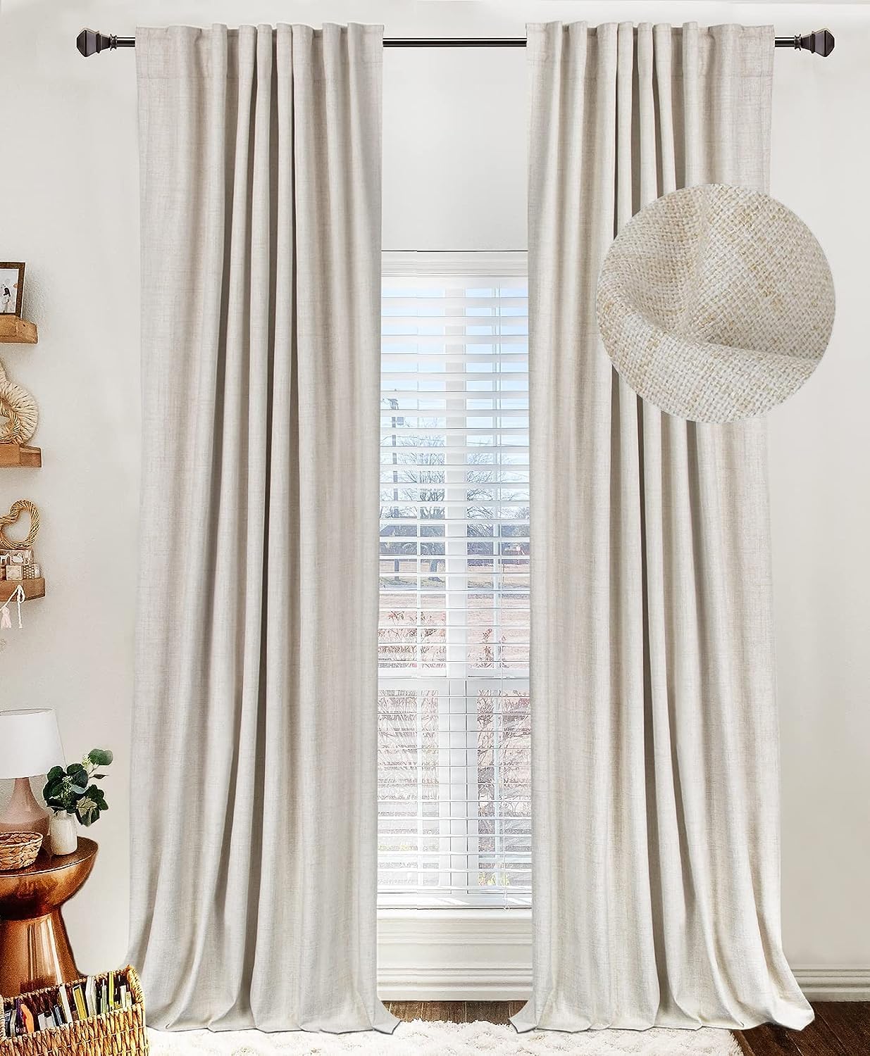 50×84" Cream Blackout Curtains, 2 Panels Thermal Insulated Drapes for Bedroom Living Room