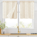2-Panel 52×84" Beige Linen Curtains, Boho Farmhouse Window Drapes