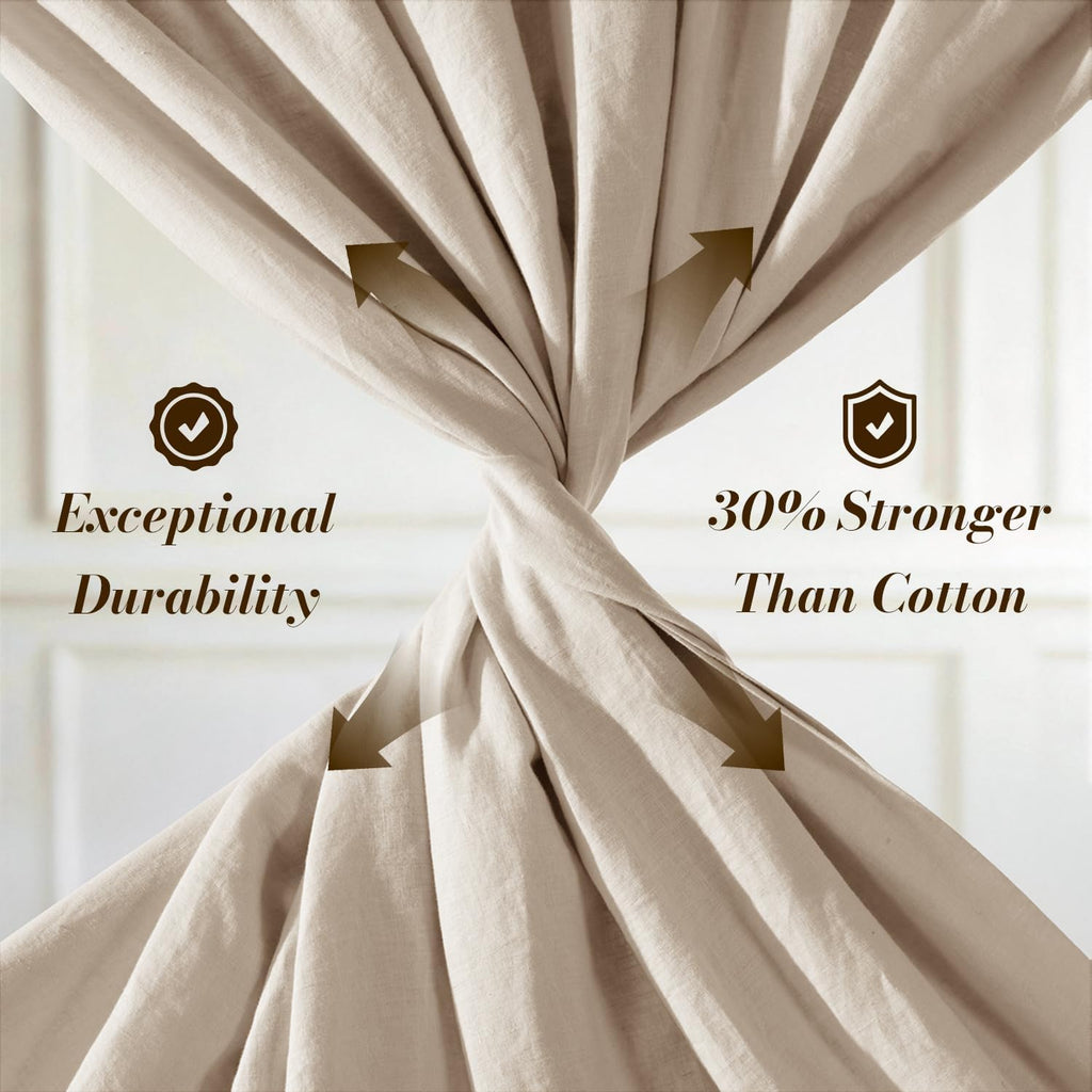 SONORO KATE 100% French Pure Linen Sheets, Breathable and Durable Linen King Size Sheets, Anti-Tear Linen Bed Sheets, Machine Washable, 16 Inch Deep Pocket - 4 Piece (Natural Linen, King)