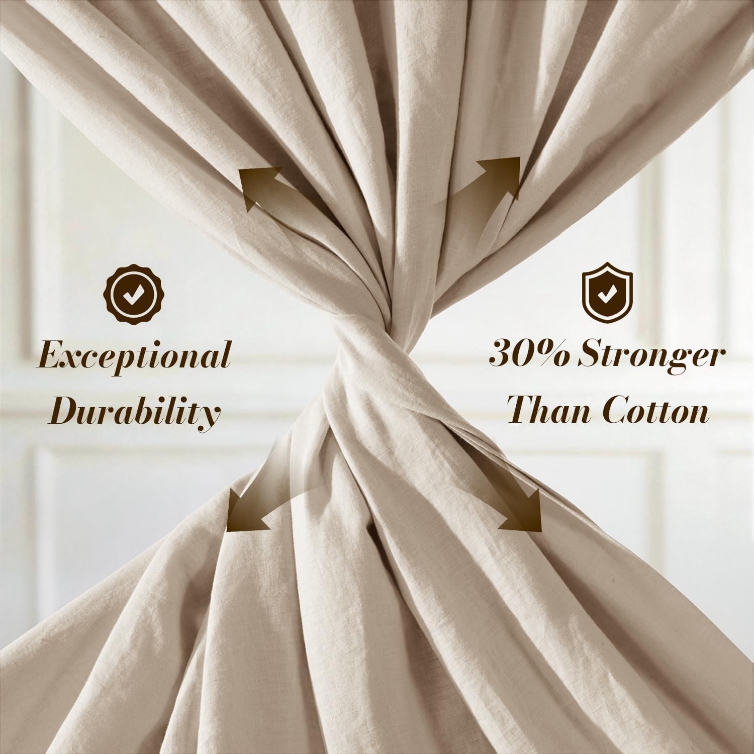 SONORO KATE 100% French Pure Linen Sheets, Breathable and Durable Linen King Size Sheets, Anti-Tear Linen Bed Sheets, Machine Washable, 16 Inch Deep Pocket - 4 Piece (Natural Linen, King)