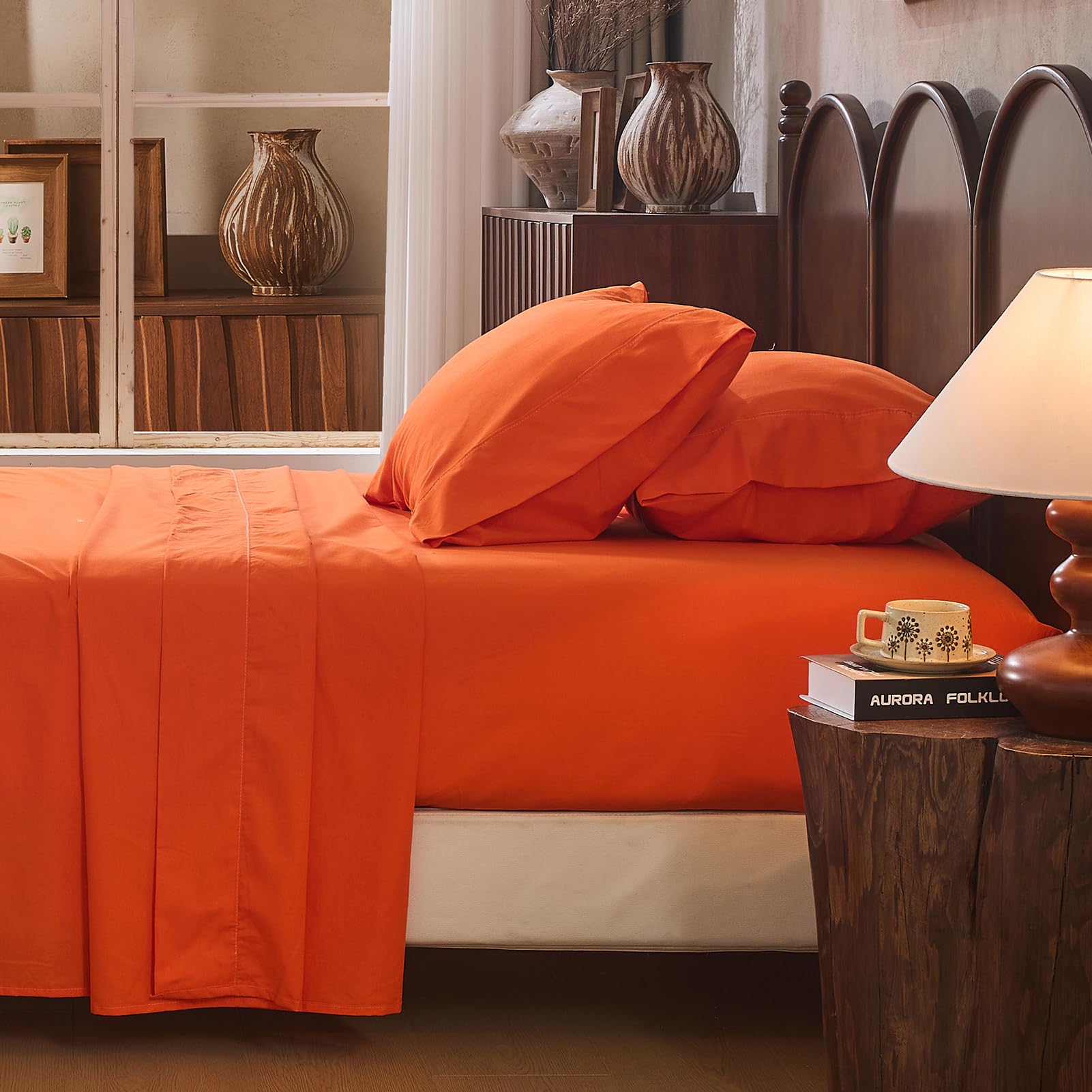 King 100% Linen 4-Piece Sheet Set, Breathable All-Season Bedding