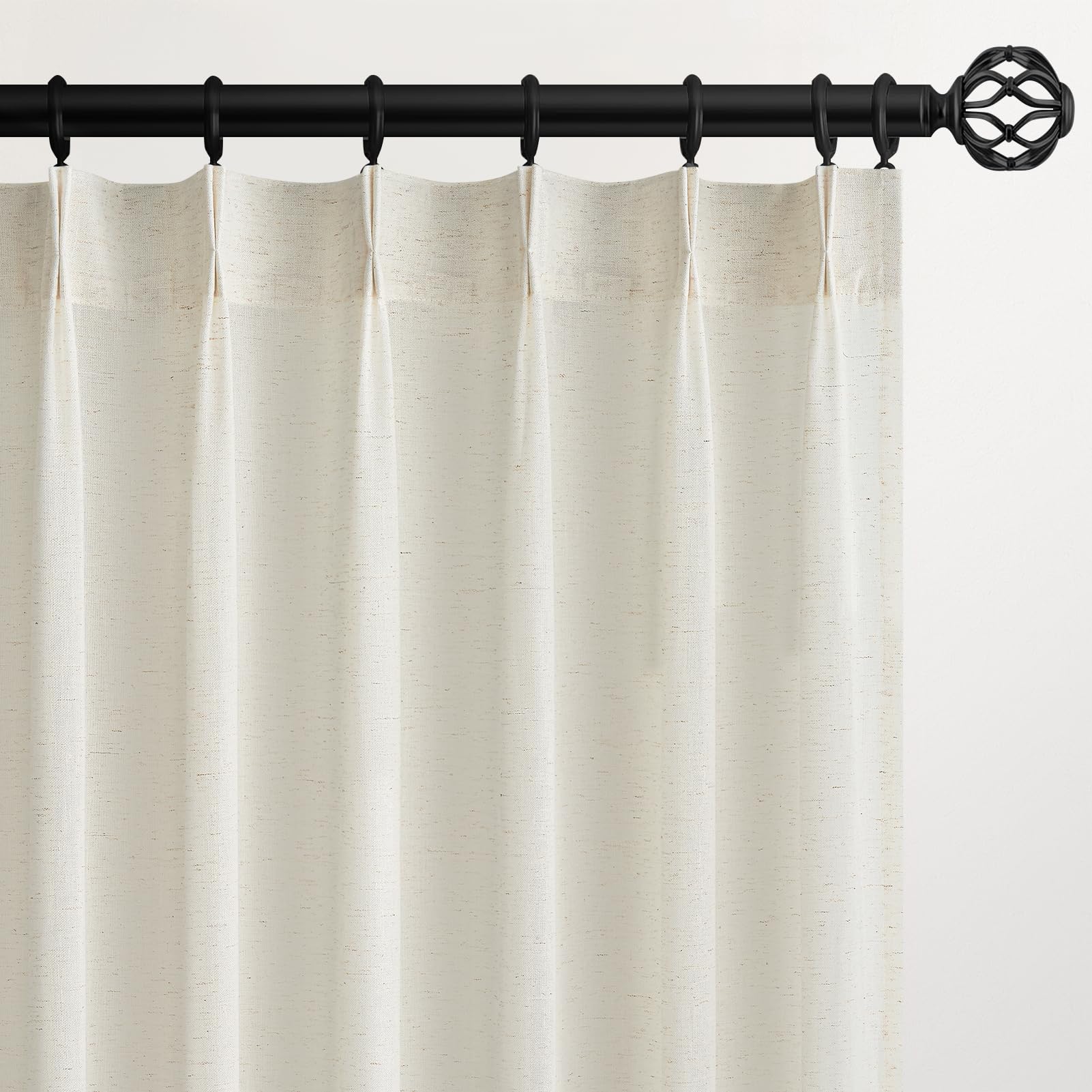 Topfinel 102 Inch Curtains 1 Panels Set,One Packs Pinch Pleat Back Tab Linen Window Semi Sheer Privacy Thick Decorative Curtain Drapes for Living Room Bedroom,60x102 in Long,Oatmeal