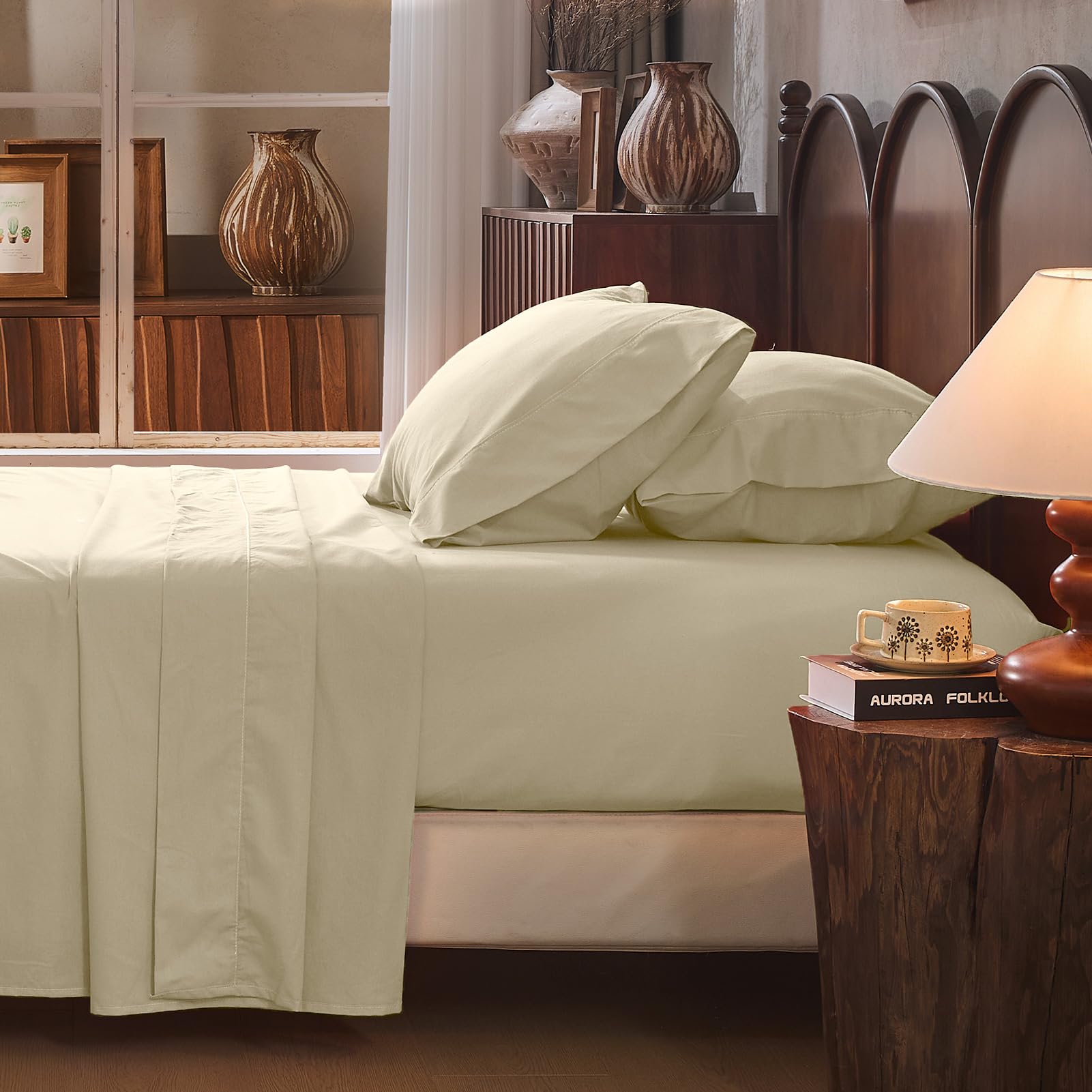 100% Linen Sheets Queen Size,Breathable & Durable 4-Piece Bed Flax Sheet Set,Soft All-Season Bedding for Hot Sleepers 16" Deep Pocket Oeko-TEX Certified,（Queen, Grey）