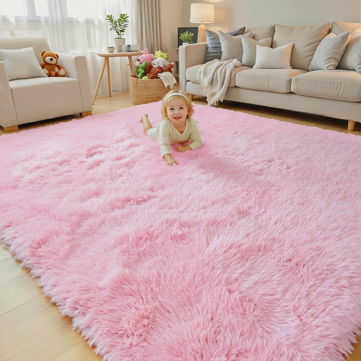 8x10 Area Rugs for Living Room Bedroom Fluffy, Large Area Rug Shag Shaggy Carpet Soft Plush Furry Bedside Rug, Area Rugs for Home Decor(8 x 10, Dark Blue Tie-Dyed)