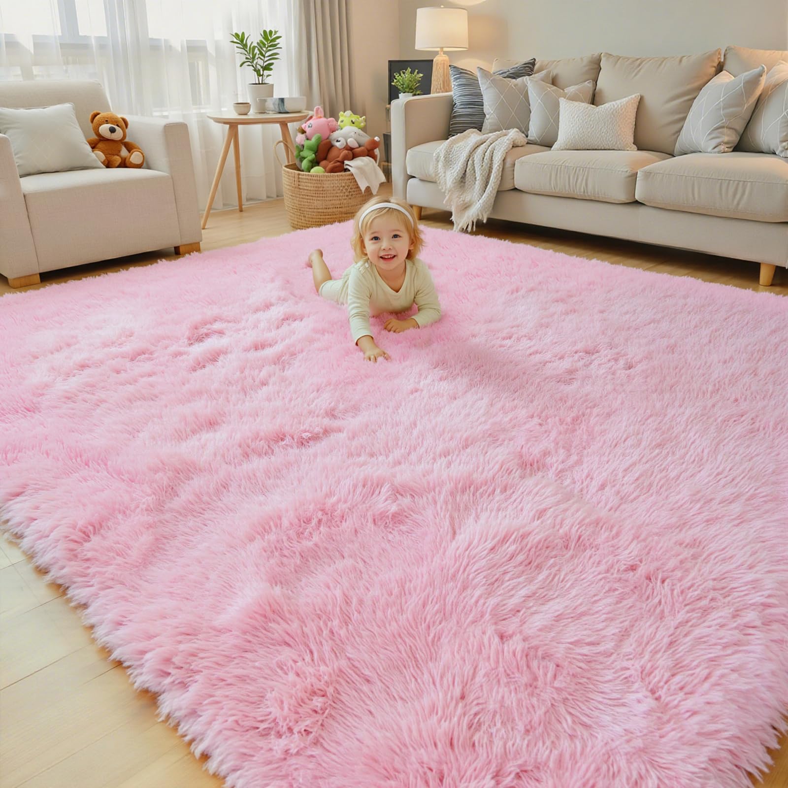 8x10 Area Rugs for Living Room Bedroom Fluffy, Large Area Rug Shag Shaggy Carpet Soft Plush Furry Bedside Rug, Area Rugs for Home Decor(8 x 10, Dark Blue Tie-Dyed)