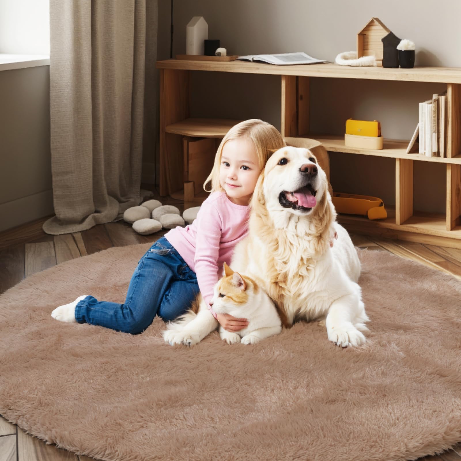 8x10 Area Rugs for Living Room Bedroom Fluffy, Large Area Rug Shag Shaggy Carpet Soft Plush Furry Bedside Rug, Area Rugs for Home Decor(8 x 10, Dark Blue Tie-Dyed)