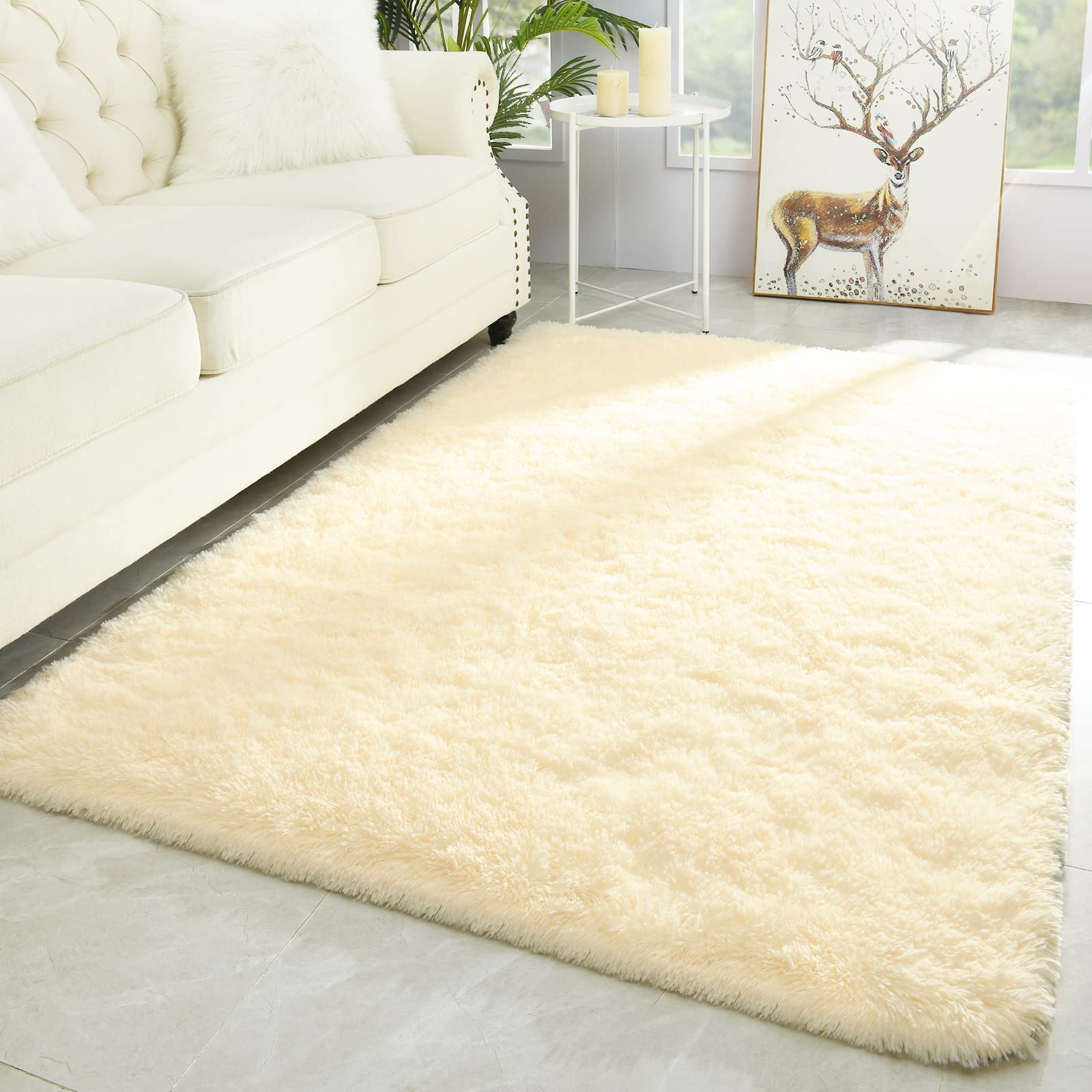 Merelax Soft Modern Indoor Shaggy Area Rug for Bedroom Livingroom Dorm Kids Room Home Decorative, Non-Slip Plush Fluffy Furry Fur Rugs Comfy Nursery Accent Floor Carpet 2x3 Feet, Black