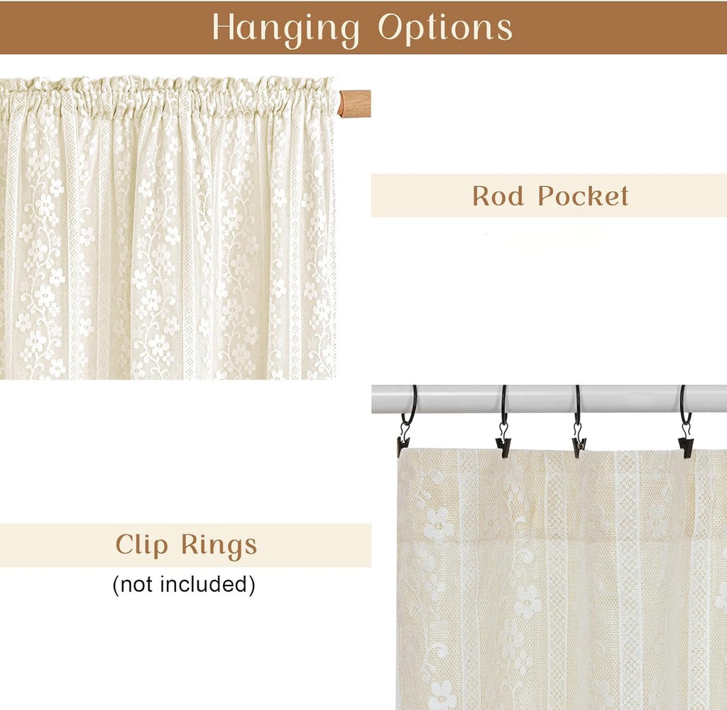 2-Panel 52×84" Beige Linen Curtains, Boho Farmhouse Window Drapes