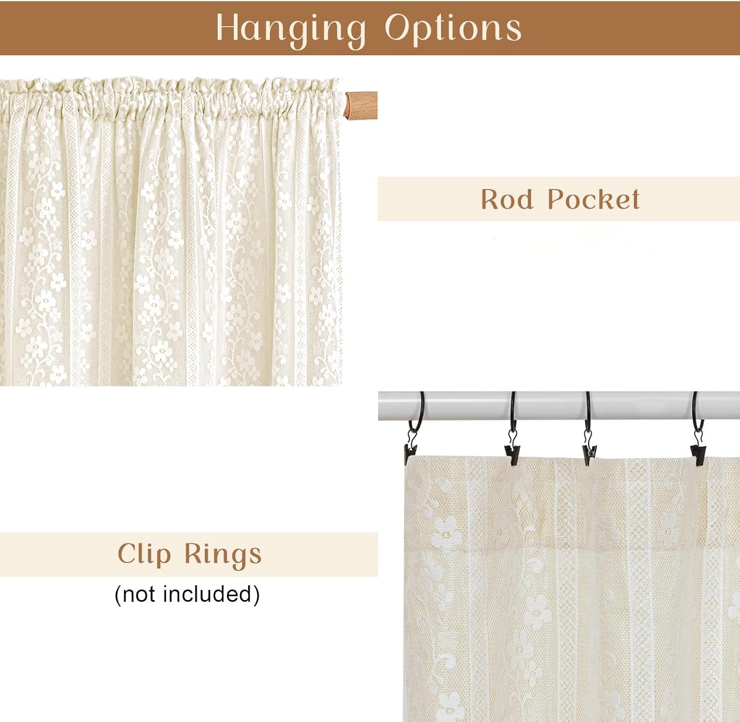 2-Panel 52×84" Beige Linen Curtains, Boho Farmhouse Window Drapes