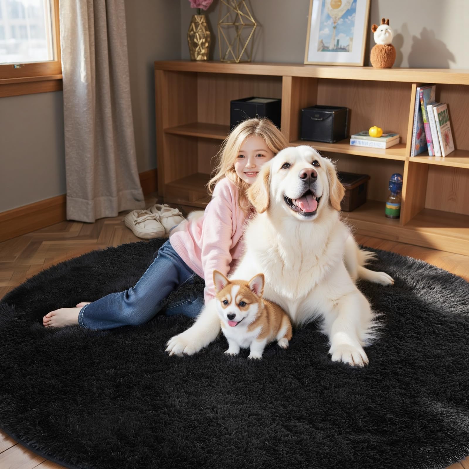 8x10 Area Rugs for Living Room Bedroom Fluffy, Large Area Rug Shag Shaggy Carpet Soft Plush Furry Bedside Rug, Area Rugs for Home Decor(8 x 10, Dark Blue Tie-Dyed)