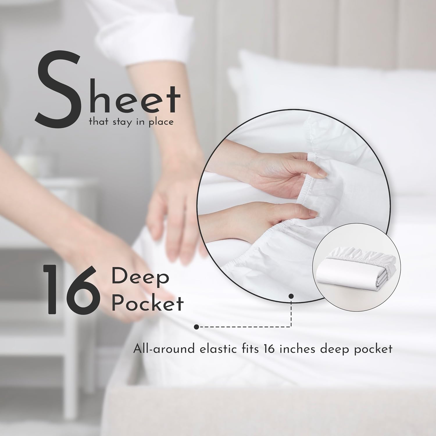 Linen Closet 100% Organic Cotton Queen Sheets Set, 4 Pieces, Light Blue - Percale Bed Sheets & Pillowcases Set - Up To 16" Deep Pocket Fitted Sheet - Cooling, Crisp & Breathable - For Hot Sleepers
