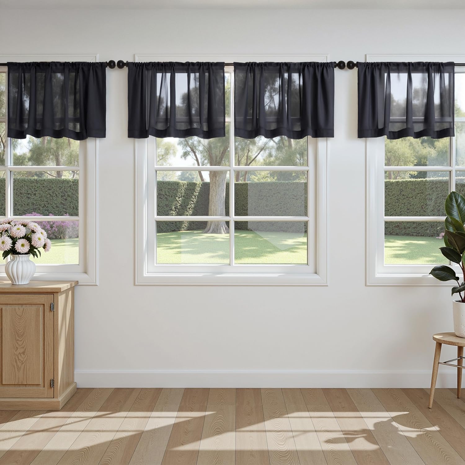 MIULEE Butter Cream Sheer Curtains 96 Inches Long, 4 Panels Set, Rod Pocket Voile Drapes Light Filtering and Semi Transparent, Elegant Window Treatments for Bedroom Living Room,42 x 96 Inches