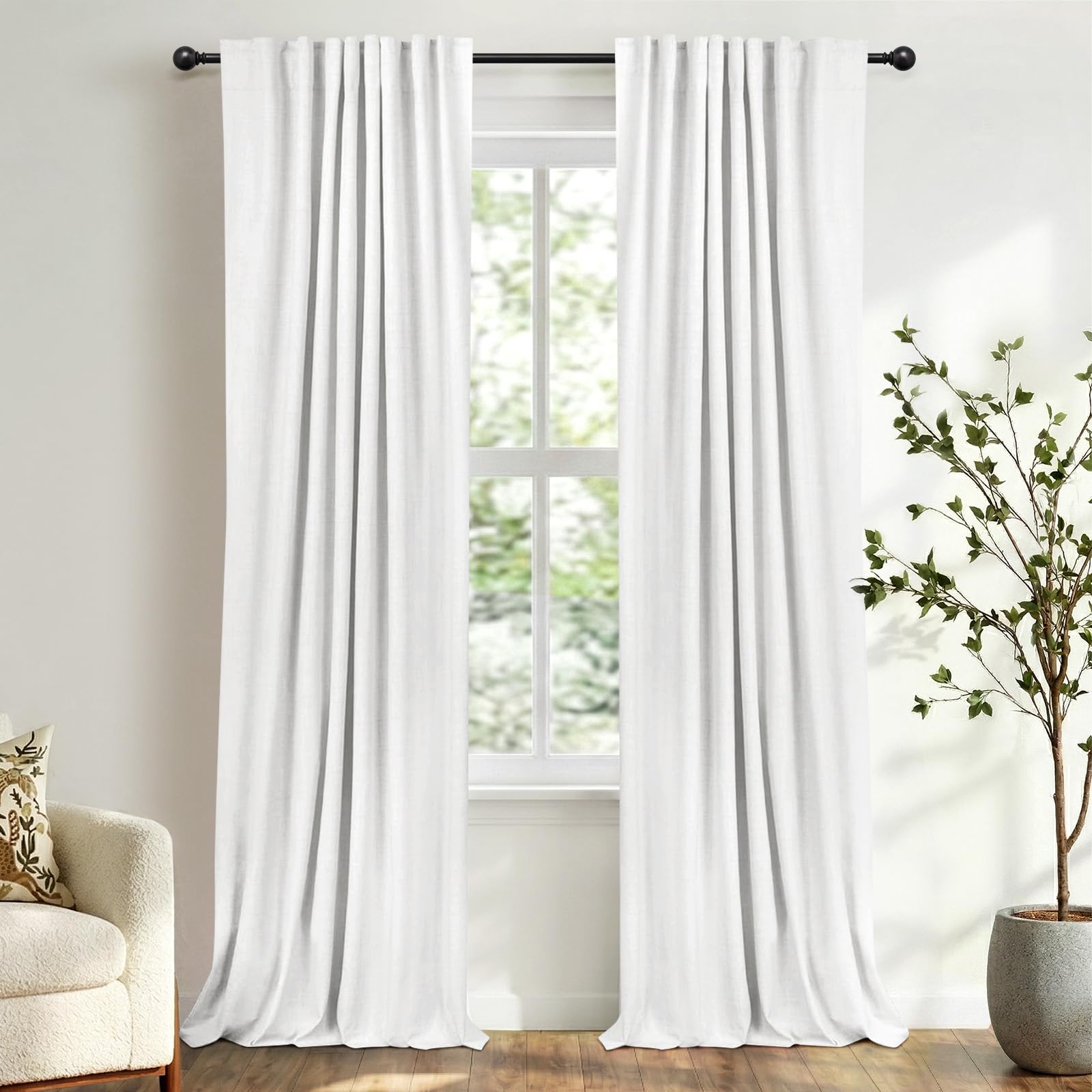 50×84" Cream Blackout Curtains, 2 Panels Thermal Insulated Drapes for Bedroom Living Room