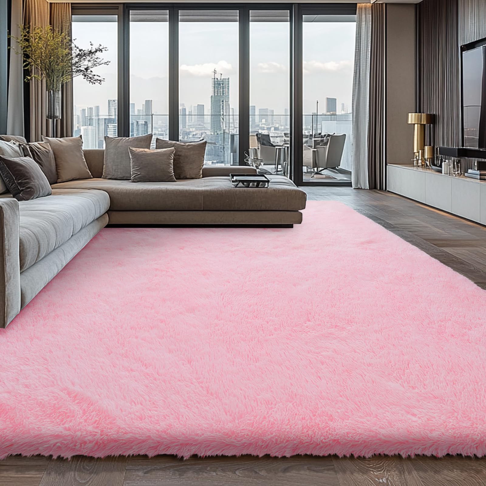 Shag Area Rugs for Bedroom Living Room,8X10 Ultra Soft Fluffy Area Rugs for Dorm, Indoor Carpet Nursery Rugs for Kids Girls Room Home Decor,Tie-Dye Grey