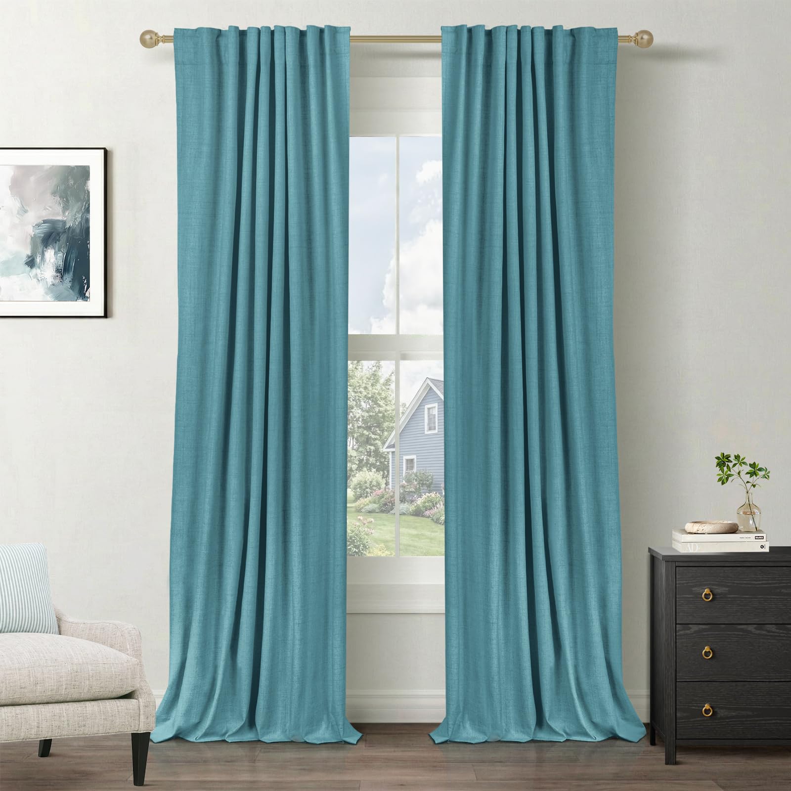 50×84" Cream Blackout Curtains, 2 Panels Thermal Insulated Drapes for Bedroom Living Room