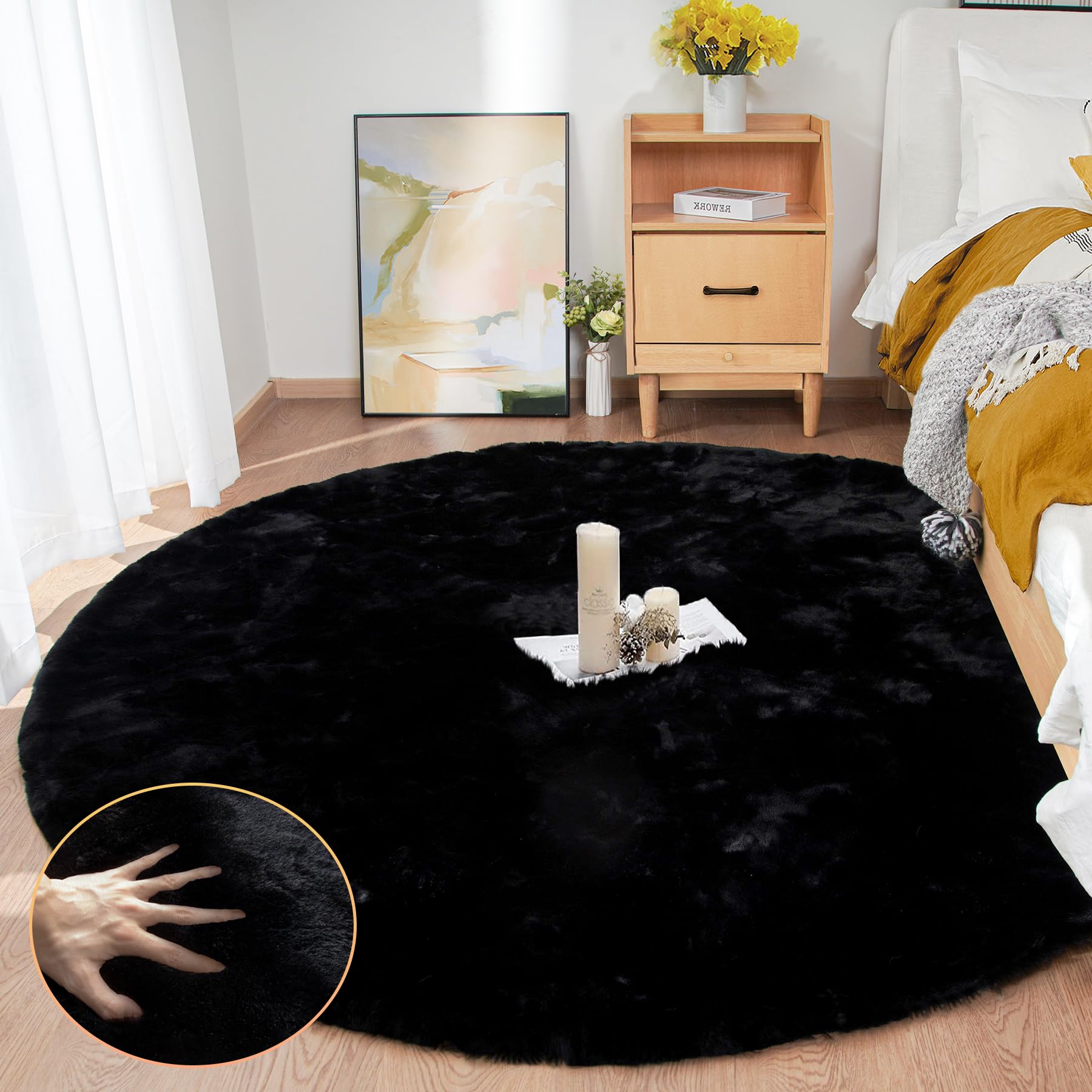 ORINOVA White Faux Rabbit Fluffy Fur Rugs for Bedroom Machine Washable Furry Area Rugs for Living Room Smal 2x4 Shag Runner Rug Nursery Rug