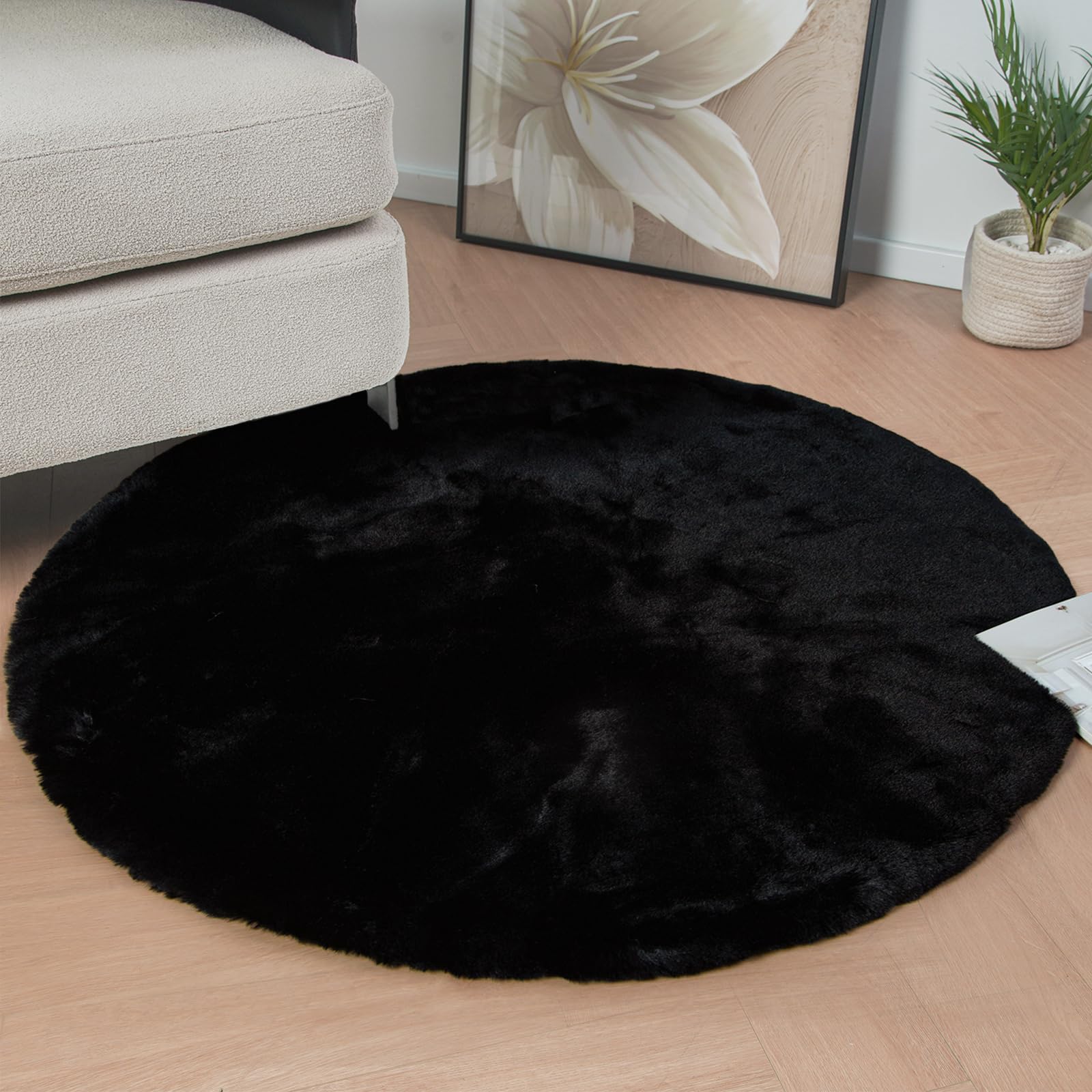 ORINOVA White Faux Rabbit Fluffy Fur Rugs for Bedroom Machine Washable Furry Area Rugs for Living Room Smal 2x4 Shag Runner Rug Nursery Rug