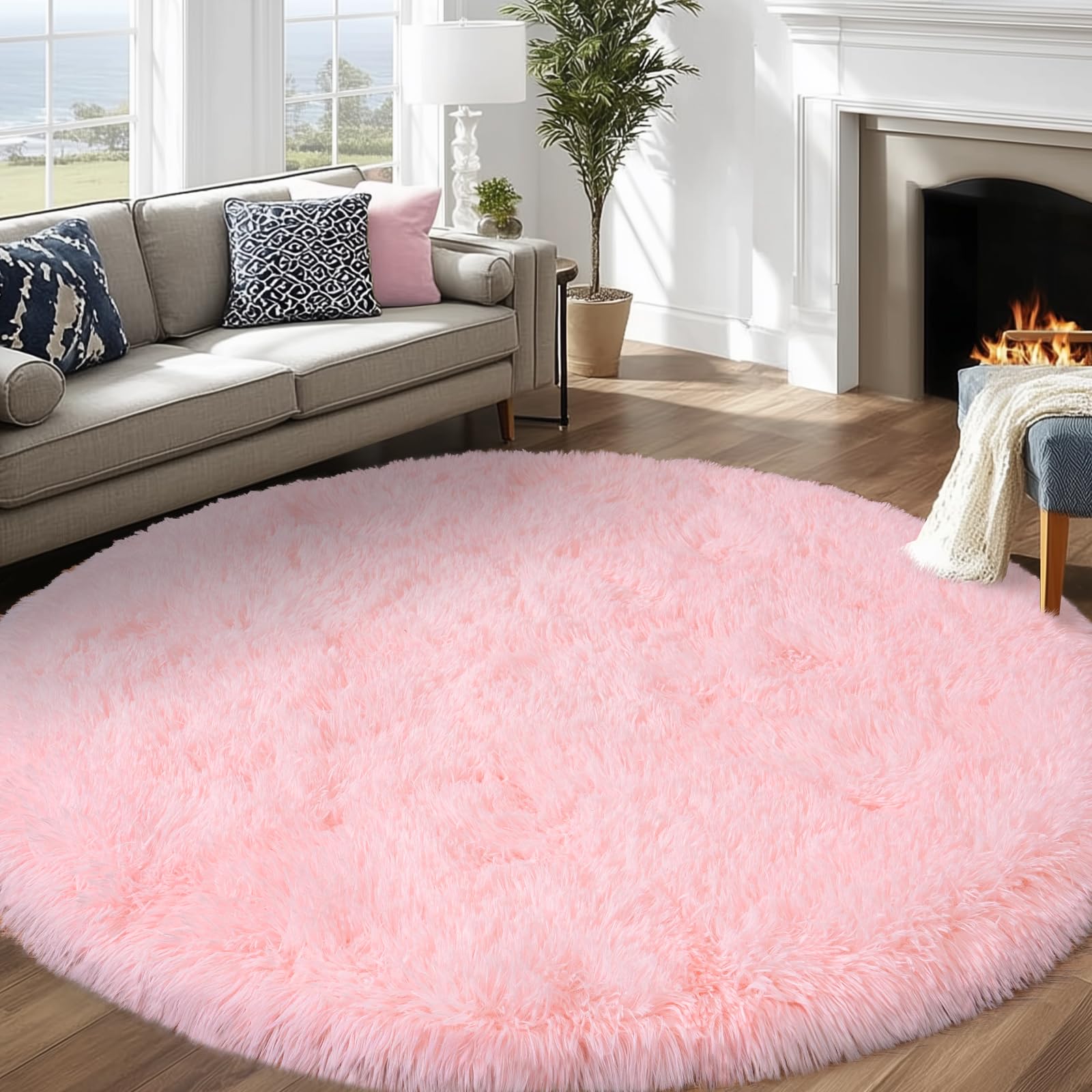 Fluffy Rugs for Living Room Bedroom, 5x7 Feet Abstract Blue Shag Area Rugs, Non-Slip Indoor Modern Fuzzy Plush Floor Carpet for Dorm Nursery Kids Room Decor, Soft Shaggy Throw Rug