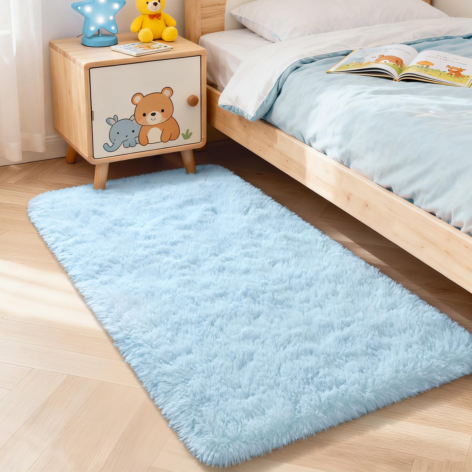 Merelax Soft Modern Indoor Shaggy Area Rug for Bedroom Livingroom Dorm Kids Room Home Decorative, Non-Slip Plush Fluffy Furry Fur Rugs Comfy Nursery Accent Floor Carpet 2x3 Feet, Black