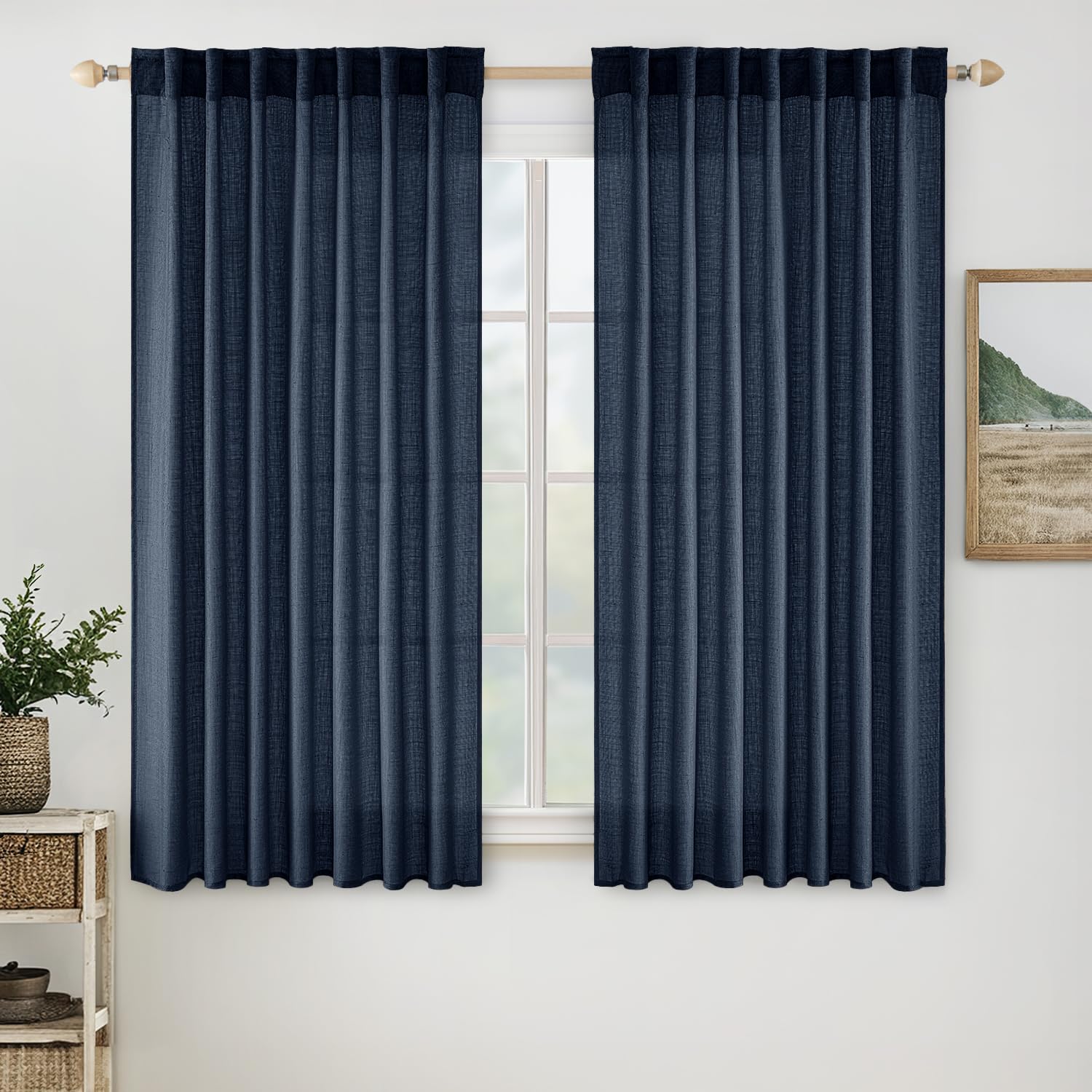 MIULEE Taupe Linen Curtains 84 Inch Length for Bedroom Living Room, Soft Thick Linen Textured Window Drapes Semi Sheer Light Filtering Back Tab Rod Pocket Burlap Look Farmhouse Country Decor, 2 Panels