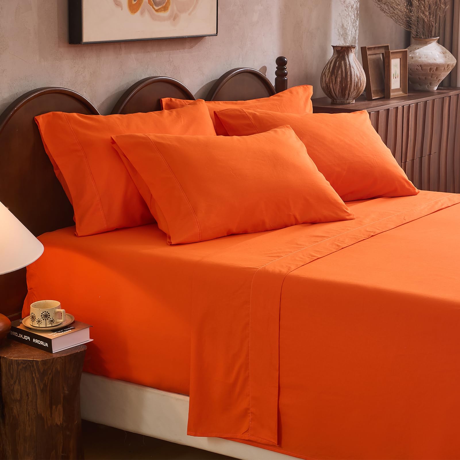 King 100% Linen 4-Piece Sheet Set, Breathable All-Season Bedding