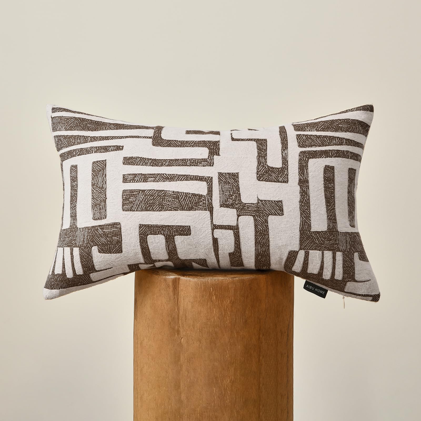 Dark Brown Tassel Decorative Throw Pillow Cover 20x20 Square Woven Textured Farmhouse Pillows Cushion Cases for Couch Bed Sofa Living Room Decor (Pack of 1)