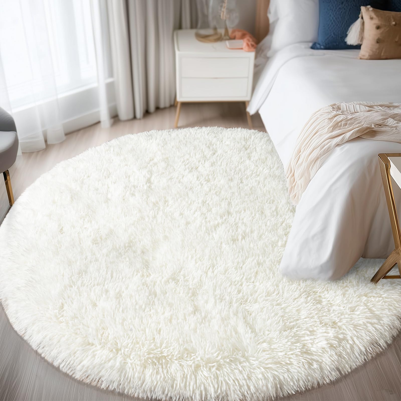 Fluffy Rugs for Living Room Bedroom, 5x7 Feet Abstract Blue Shag Area Rugs, Non-Slip Indoor Modern Fuzzy Plush Floor Carpet for Dorm Nursery Kids Room Decor, Soft Shaggy Throw Rug