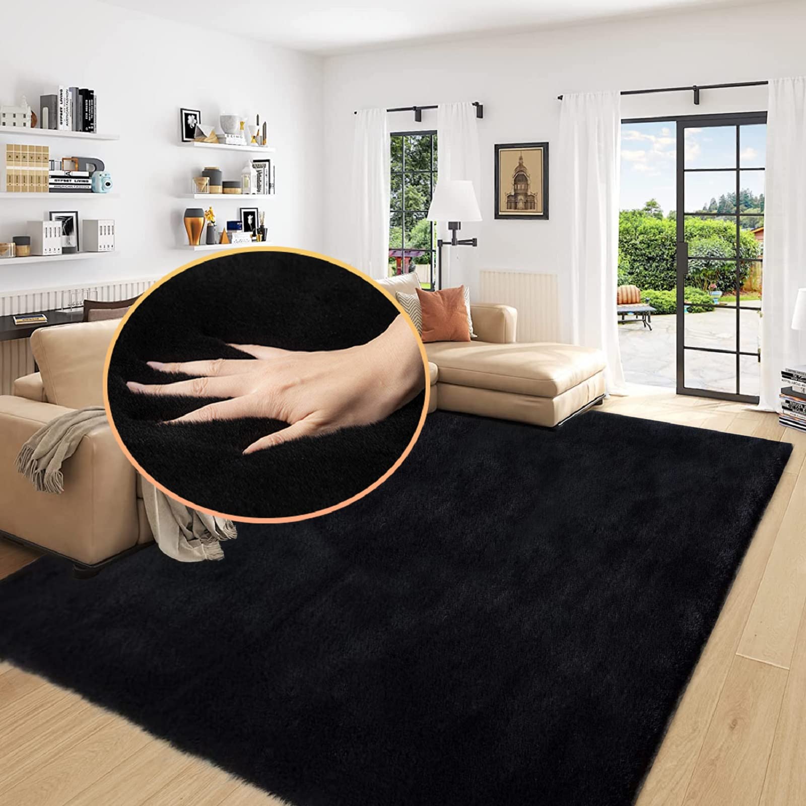 ORINOVA White Faux Rabbit Fluffy Fur Rugs for Bedroom Machine Washable Furry Area Rugs for Living Room Smal 2x4 Shag Runner Rug Nursery Rug