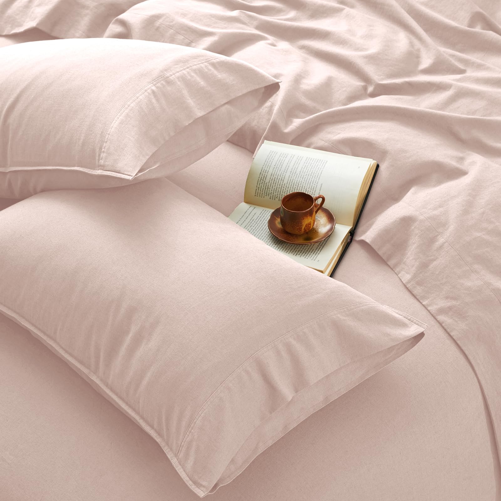 4Pcs Organic Linen Sheets King Size, 100% French Linen from Normandy, Tear-Resistant Natural Linen King Sheet Set with 16 Inch Deep Pocket, 1 Flat Sheet, 1 Fitted Sheet, 2 Pillowcases