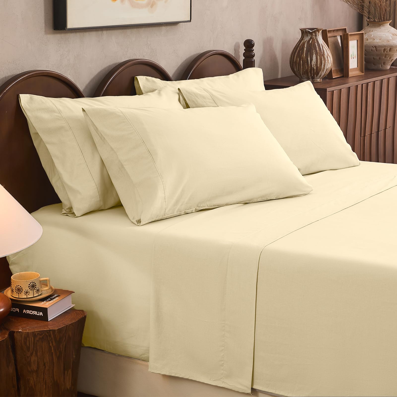 100% Linen Sheets Queen Size,Breathable & Durable 4-Piece Bed Flax Sheet Set,Soft All-Season Bedding for Hot Sleepers 16" Deep Pocket Oeko-TEX Certified,（Queen, Dark Grey）