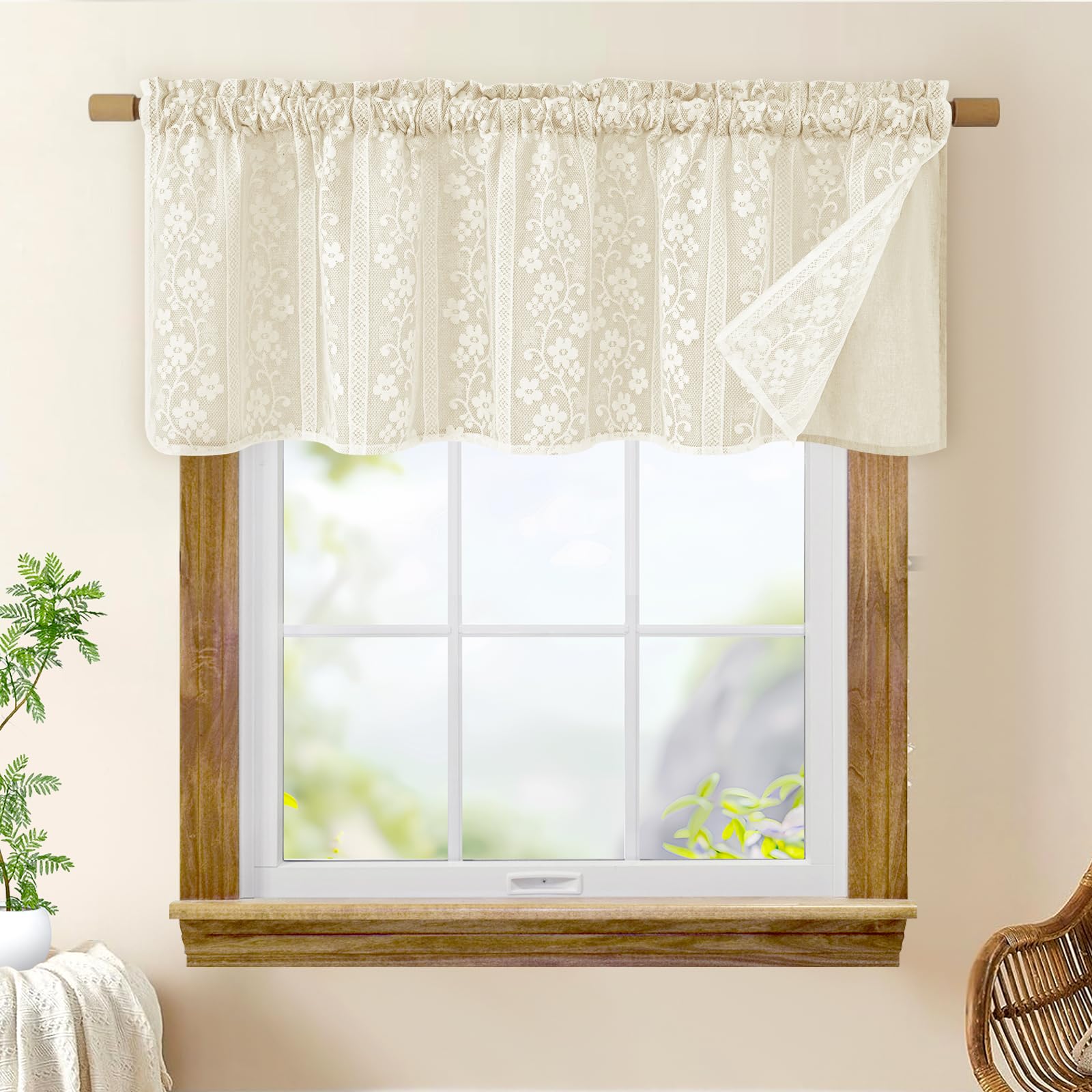 2-Panel 52×84" Beige Linen Curtains, Boho Farmhouse Window Drapes