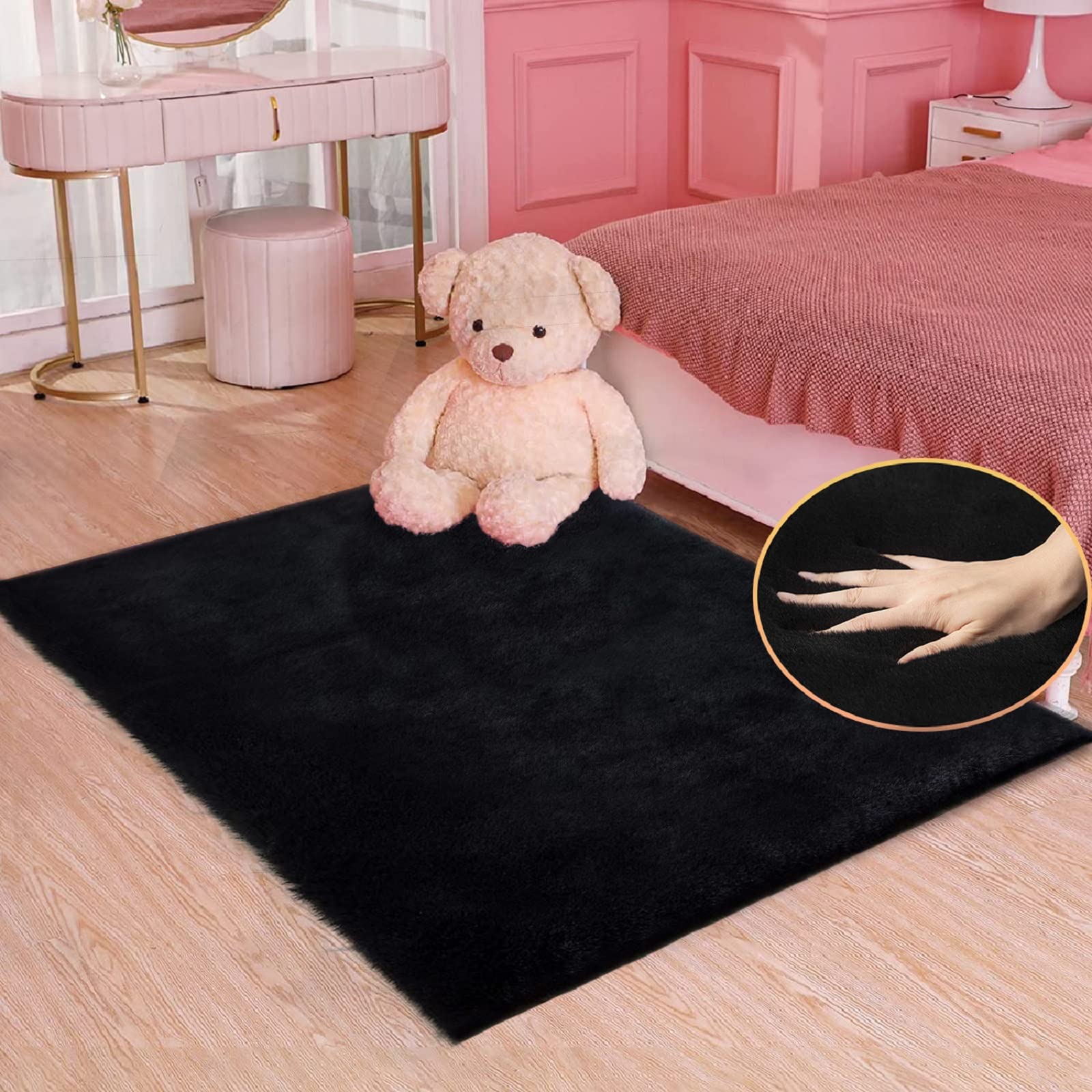 ORINOVA White Faux Rabbit Fluffy Fur Rugs for Bedroom Machine Washable Furry Area Rugs for Living Room Smal 2x4 Shag Runner Rug Nursery Rug