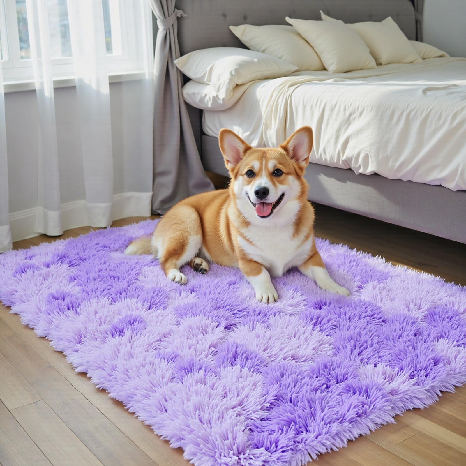 8x10 Area Rugs for Living Room Bedroom Fluffy, Large Area Rug Shag Shaggy Carpet Soft Plush Furry Bedside Rug, Area Rugs for Home Decor(8 x 10, Dark Blue Tie-Dyed)