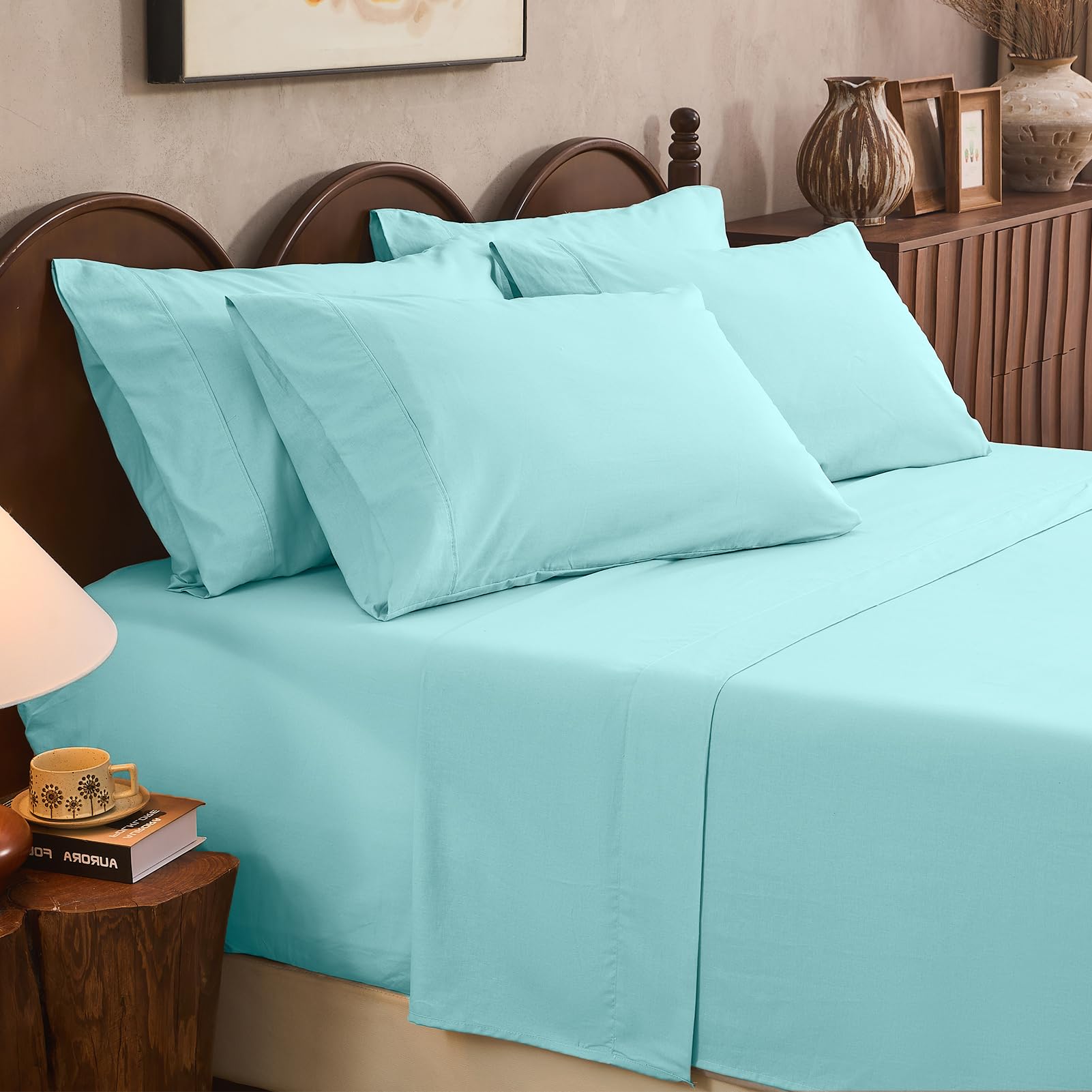 100% Linen Sheets Queen Size,Breathable & Durable 4-Piece Bed Flax Sheet Set,Soft All-Season Bedding for Hot Sleepers 16" Deep Pocket Oeko-TEX Certified,（Queen, Dark Grey）