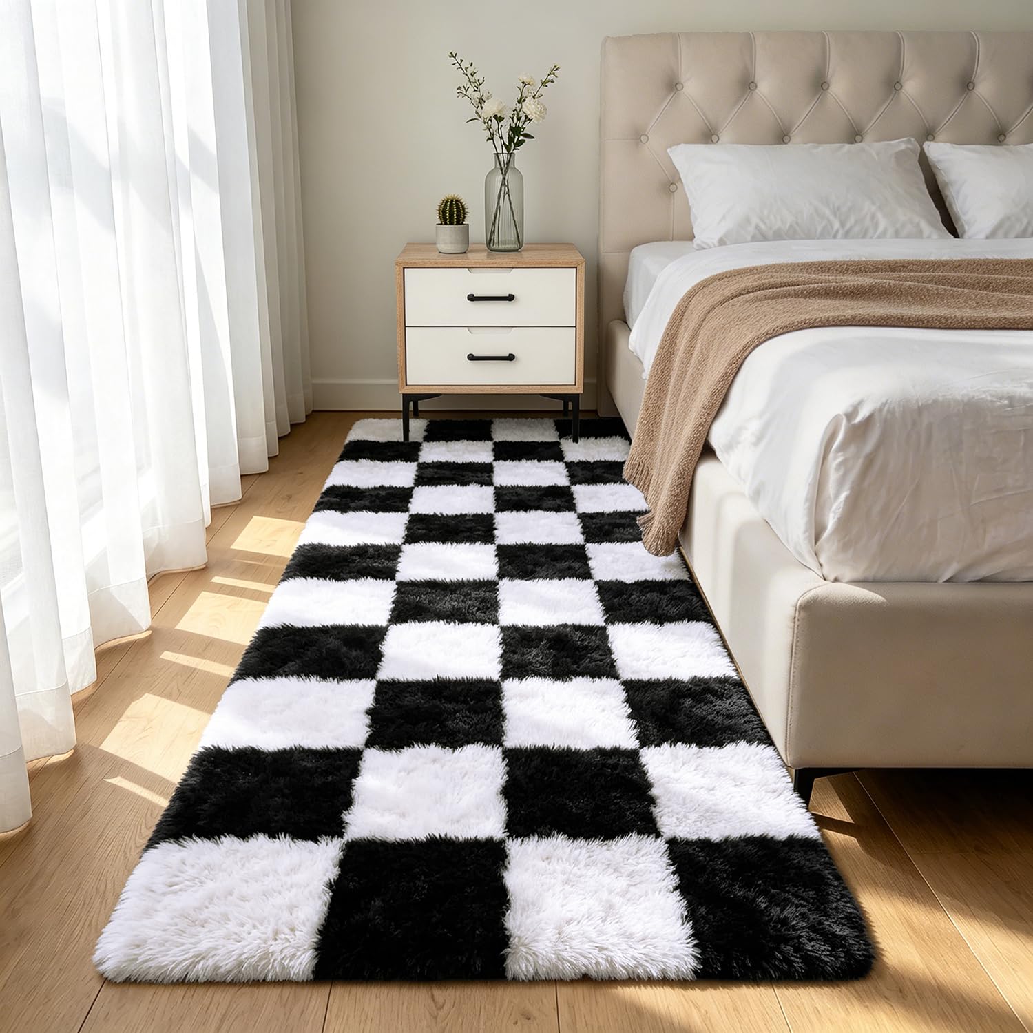 Shag Area Rugs for Bedroom Living Room,8X10 Ultra Soft Fluffy Area Rugs for Dorm, Indoor Carpet Nursery Rugs for Kids Girls Room Home Decor,Tie-Dye Grey
