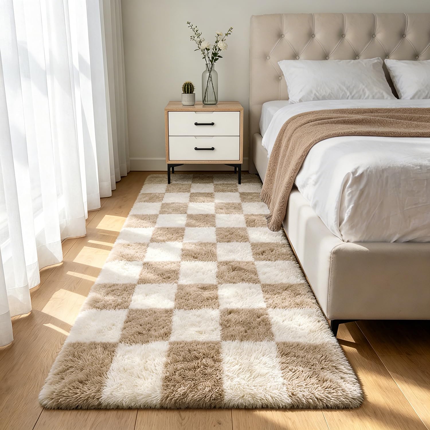 Shag Area Rugs for Bedroom Living Room,8X10 Ultra Soft Fluffy Area Rugs for Dorm, Indoor Carpet Nursery Rugs for Kids Girls Room Home Decor,Tie-Dye Grey