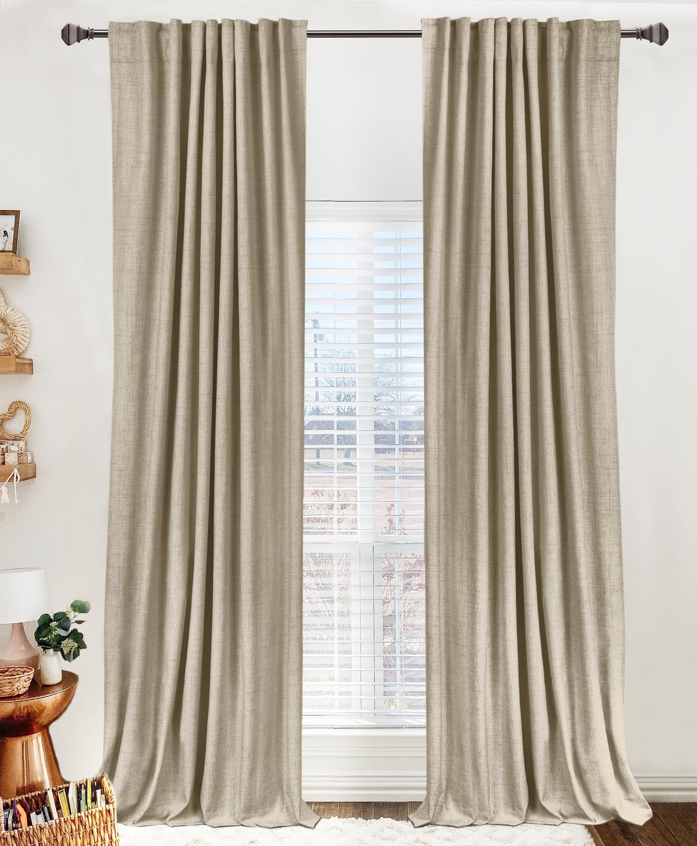 50×84" Cream Blackout Curtains, 2 Panels Thermal Insulated Drapes for Bedroom Living Room