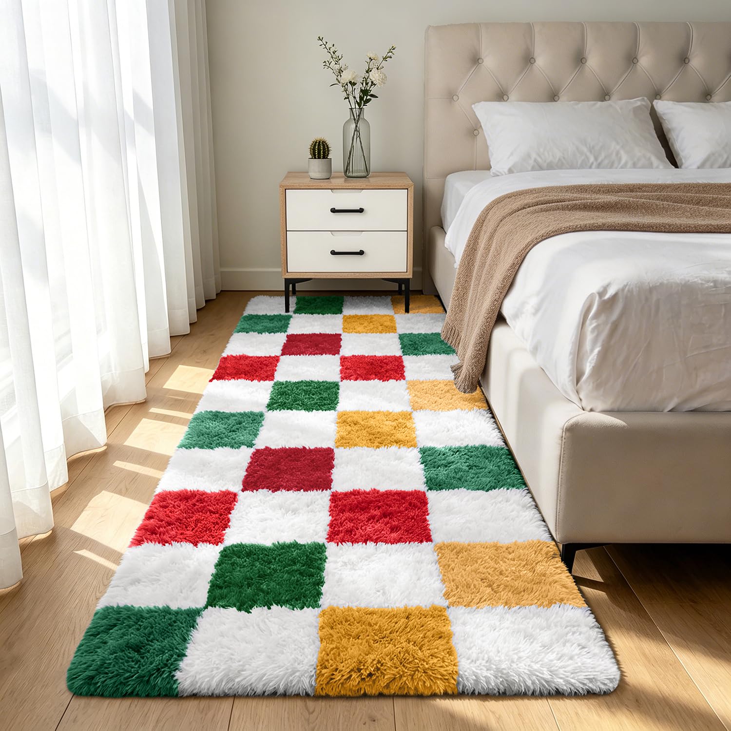Shag Area Rugs for Bedroom Living Room,8X10 Ultra Soft Fluffy Area Rugs for Dorm, Indoor Carpet Nursery Rugs for Kids Girls Room Home Decor,Tie-Dye Grey
