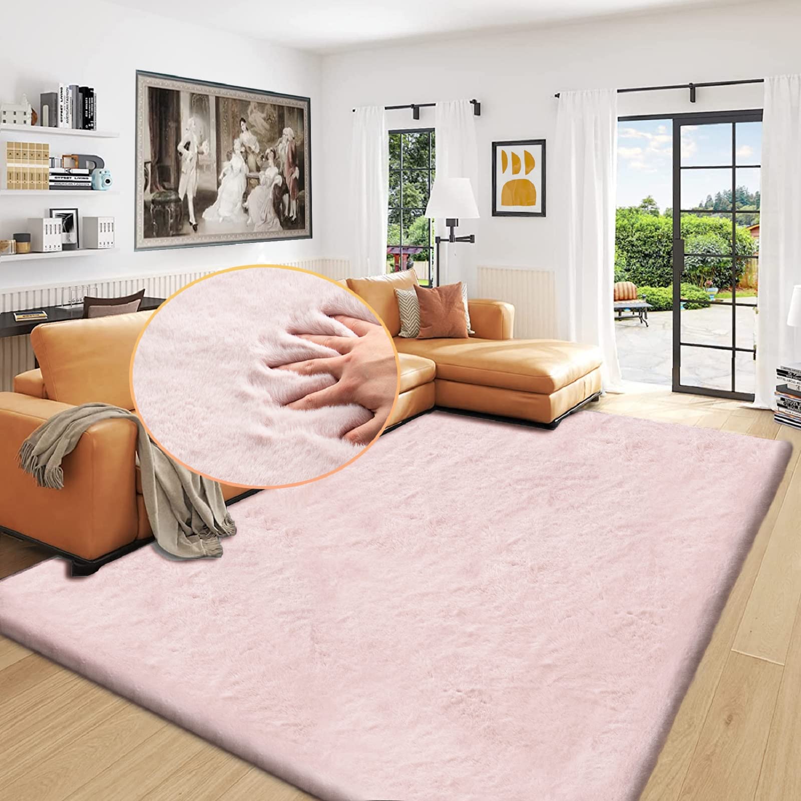 ORINOVA White Faux Rabbit Fluffy Fur Rugs for Bedroom Machine Washable Furry Area Rugs for Living Room Smal 2x4 Shag Runner Rug Nursery Rug