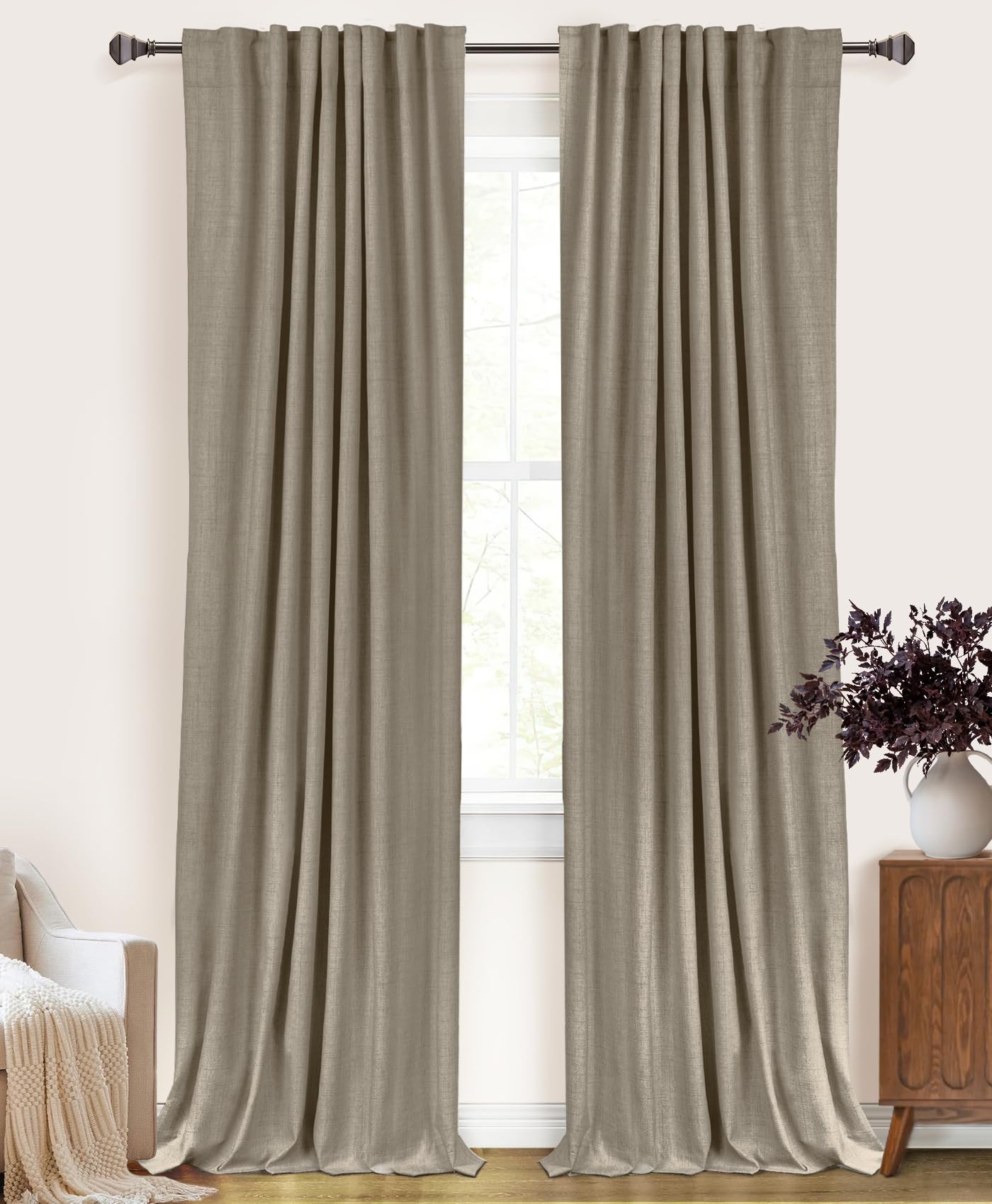 50×84" Cream Blackout Curtains, 2 Panels Thermal Insulated Drapes for Bedroom Living Room