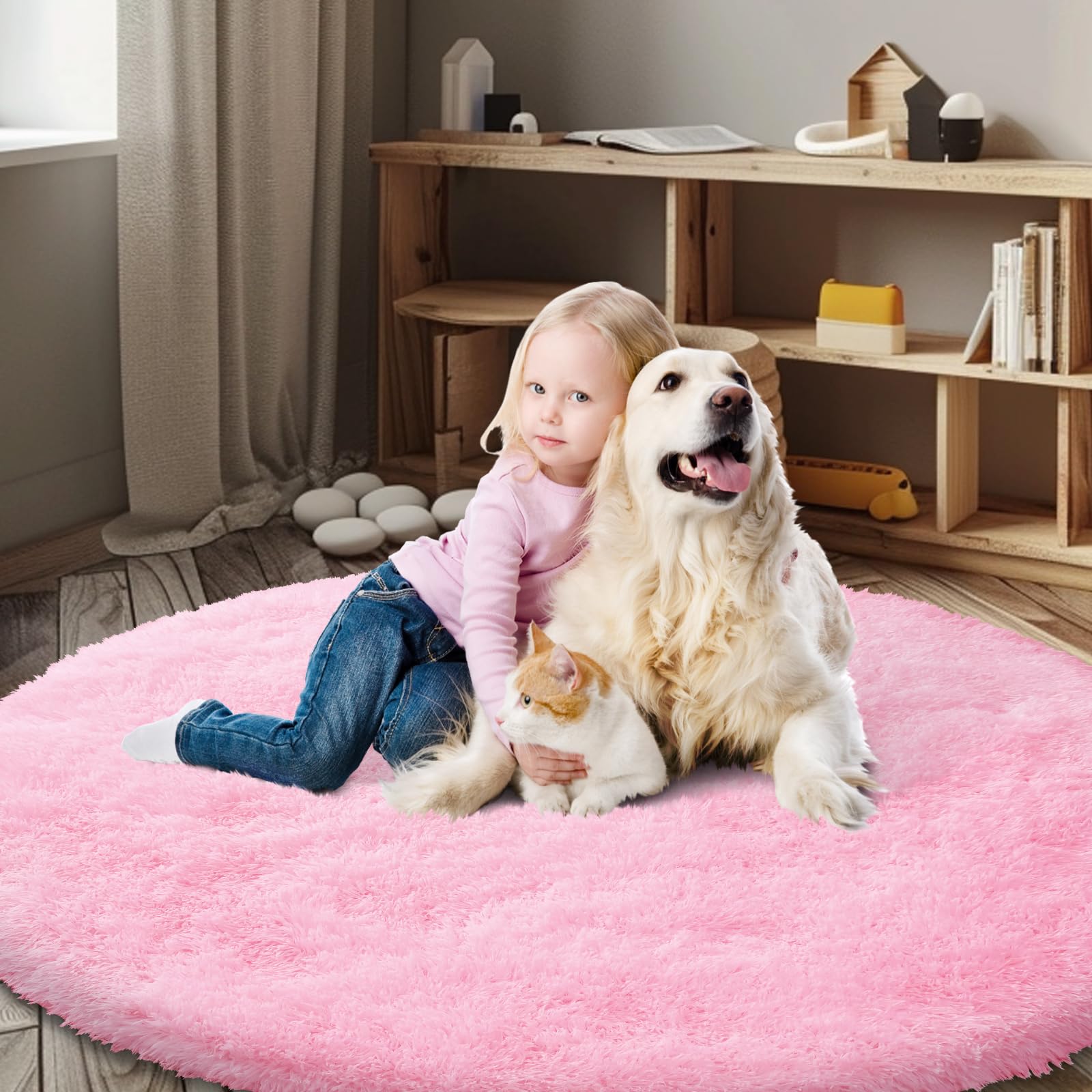 8x10 Area Rugs for Living Room Bedroom Fluffy, Large Area Rug Shag Shaggy Carpet Soft Plush Furry Bedside Rug, Area Rugs for Home Decor(8 x 10, Dark Blue Tie-Dyed)
