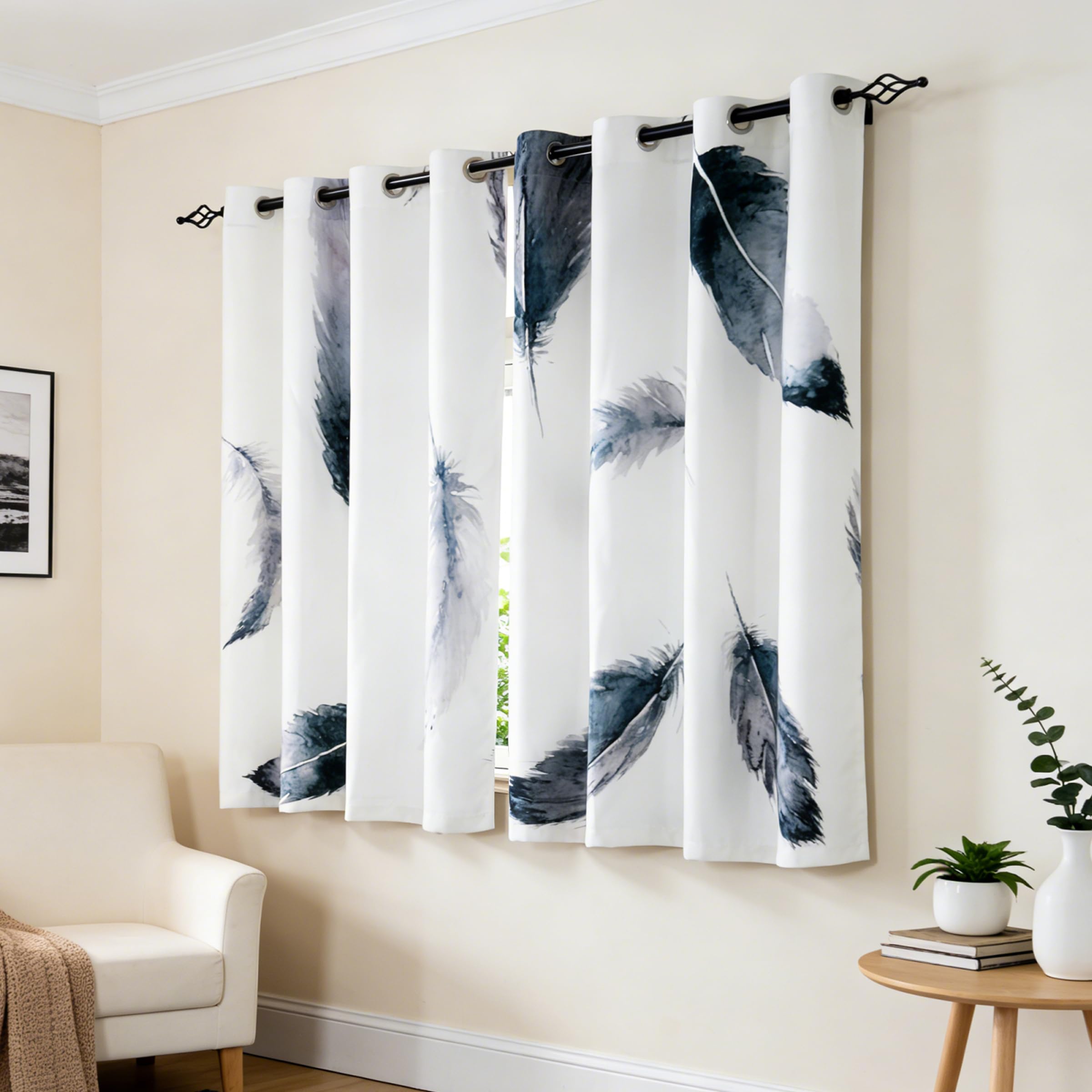 SUBRTEX Light Flitering Curtains 52Wx84L, Room Darkening Vibrant Floral Drapes, 50% Blackout, Semi Sheer Boho Farmhouse Curtains for Living Room, Brown